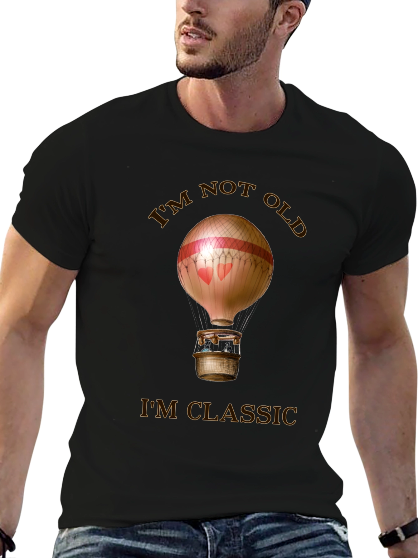 Black Classic Balloon Graphic Tee - "I'm Not Old, I'm Classic" view 6