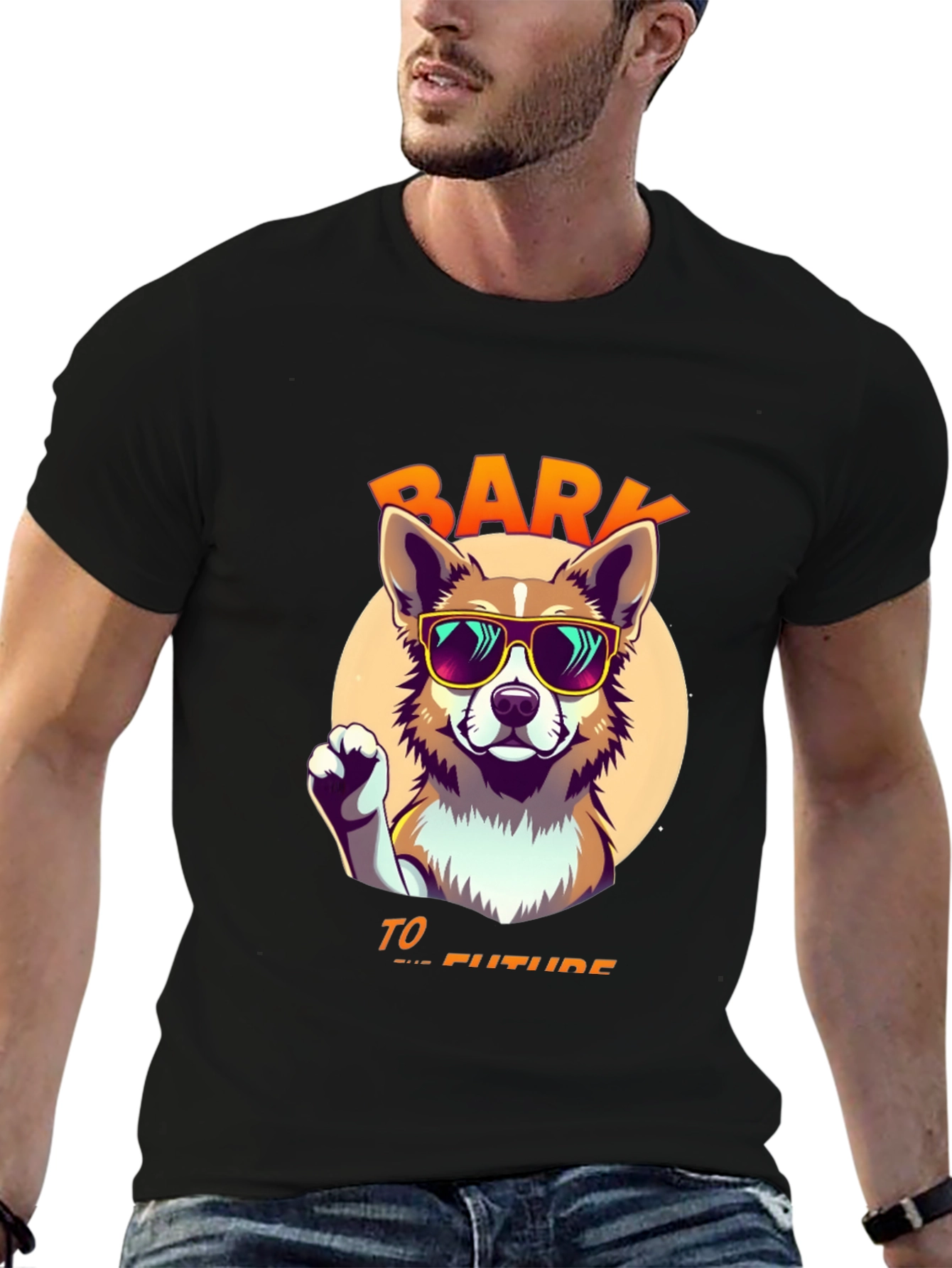 Black Bark to the Future Dog T-Shirt view 6