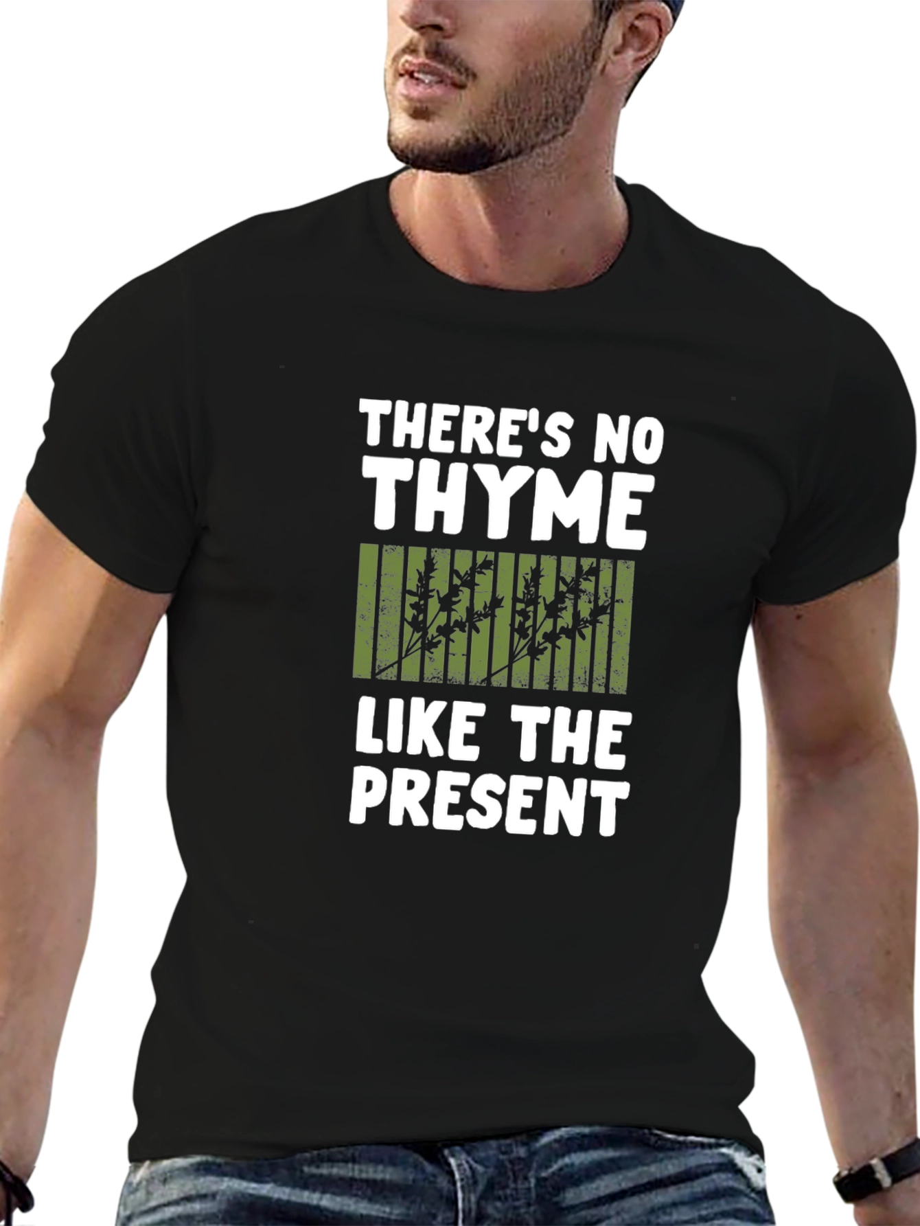 Black There's No Thyme Like the Present T-Shirt view 6