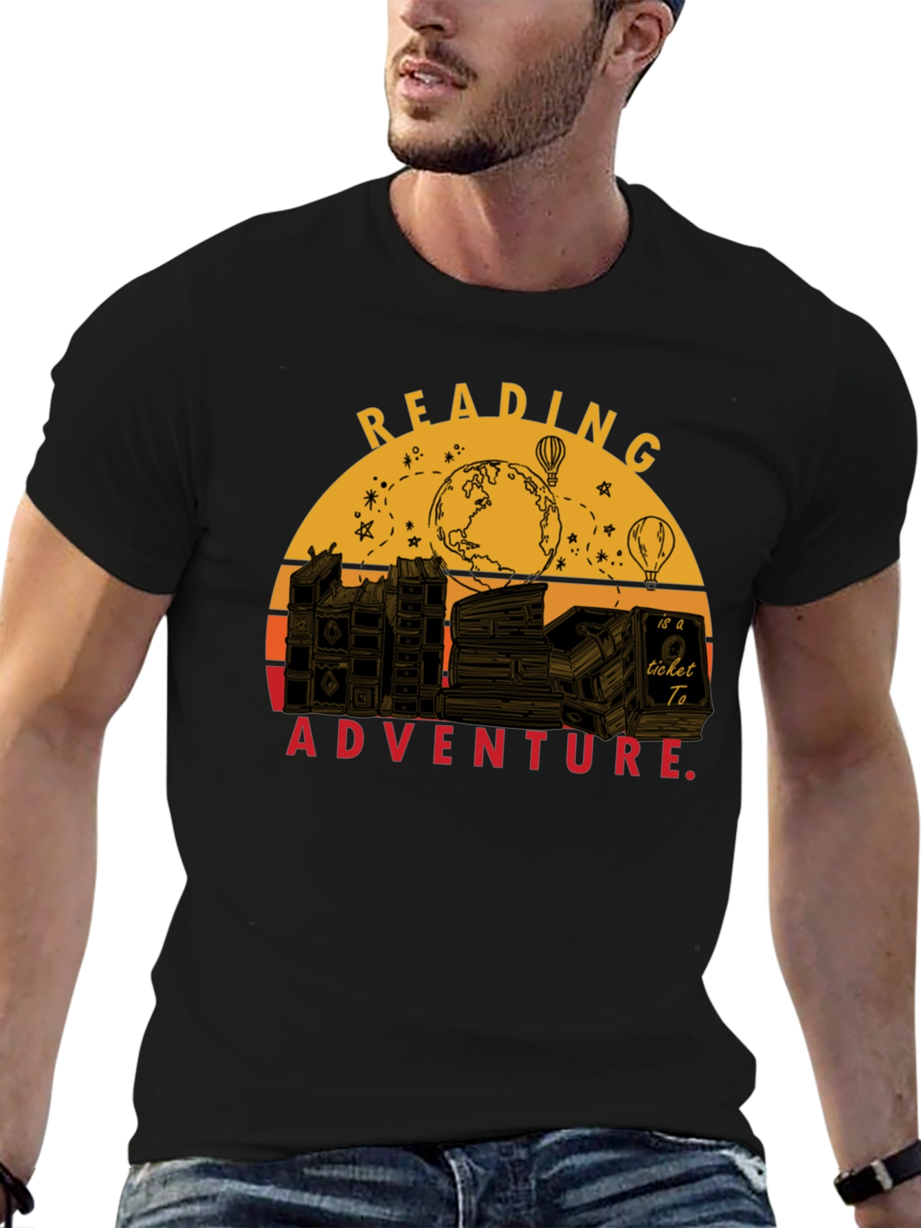 Black Reading is Adventure T-Shirt view 6
