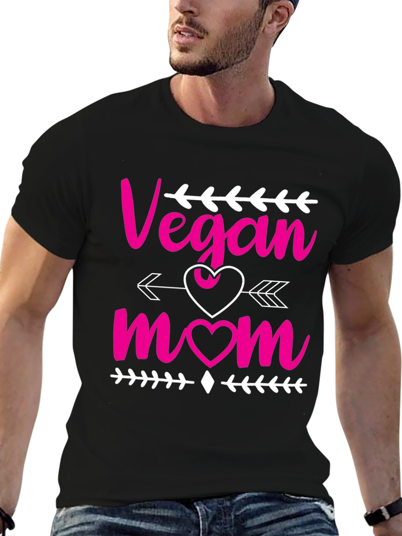 Black Vegan Mom Graphic T-Shirt - Black view 6