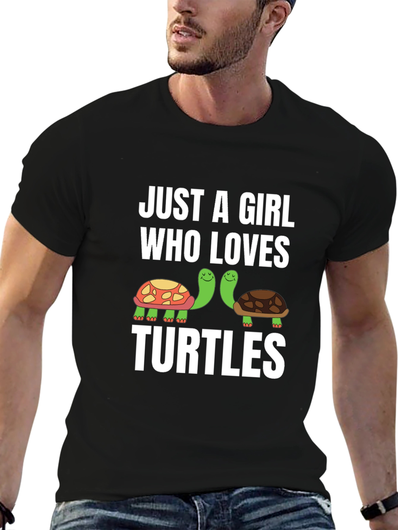 Black Just A Girl Who Loves Turtles Graphic Tee view 6