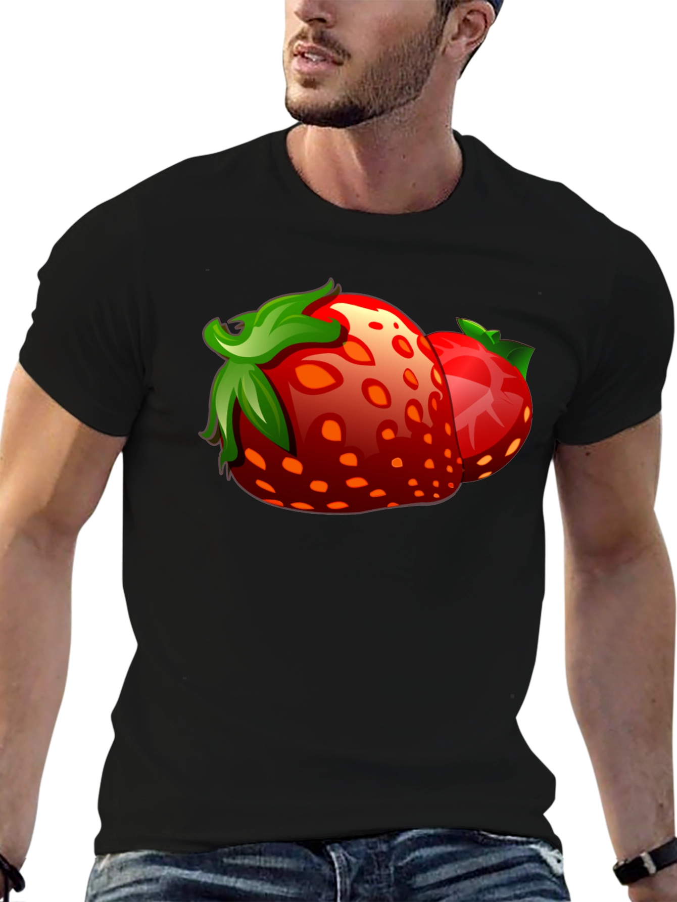 Black Strawberry Graphic Black T-Shirt view 6