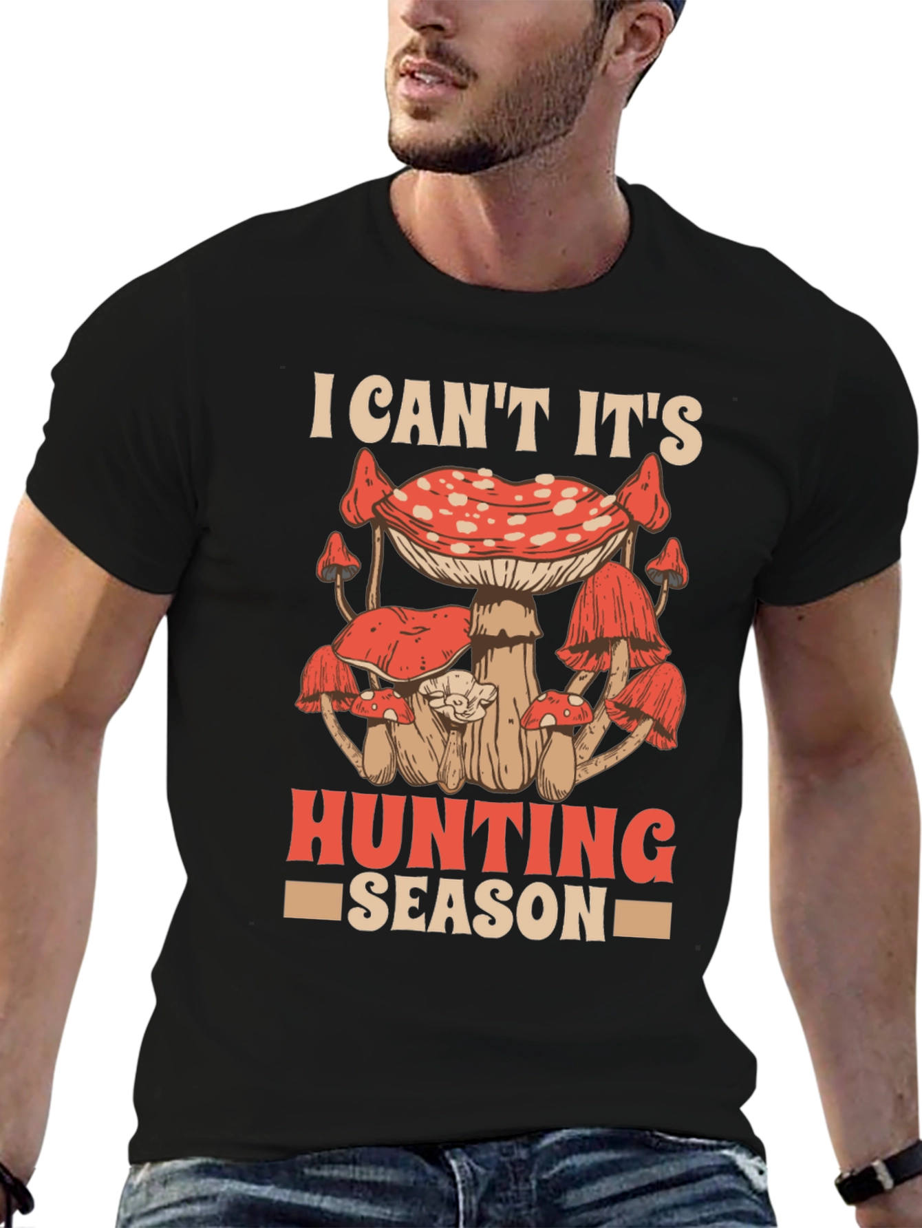 Black Mushroom Hunting Season Graphic Tee view 6