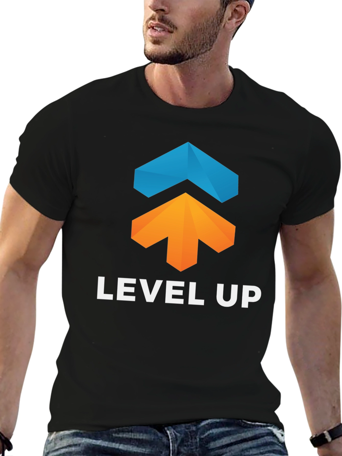 Level Up Graphic Tee - Black Cotton Blend - 6