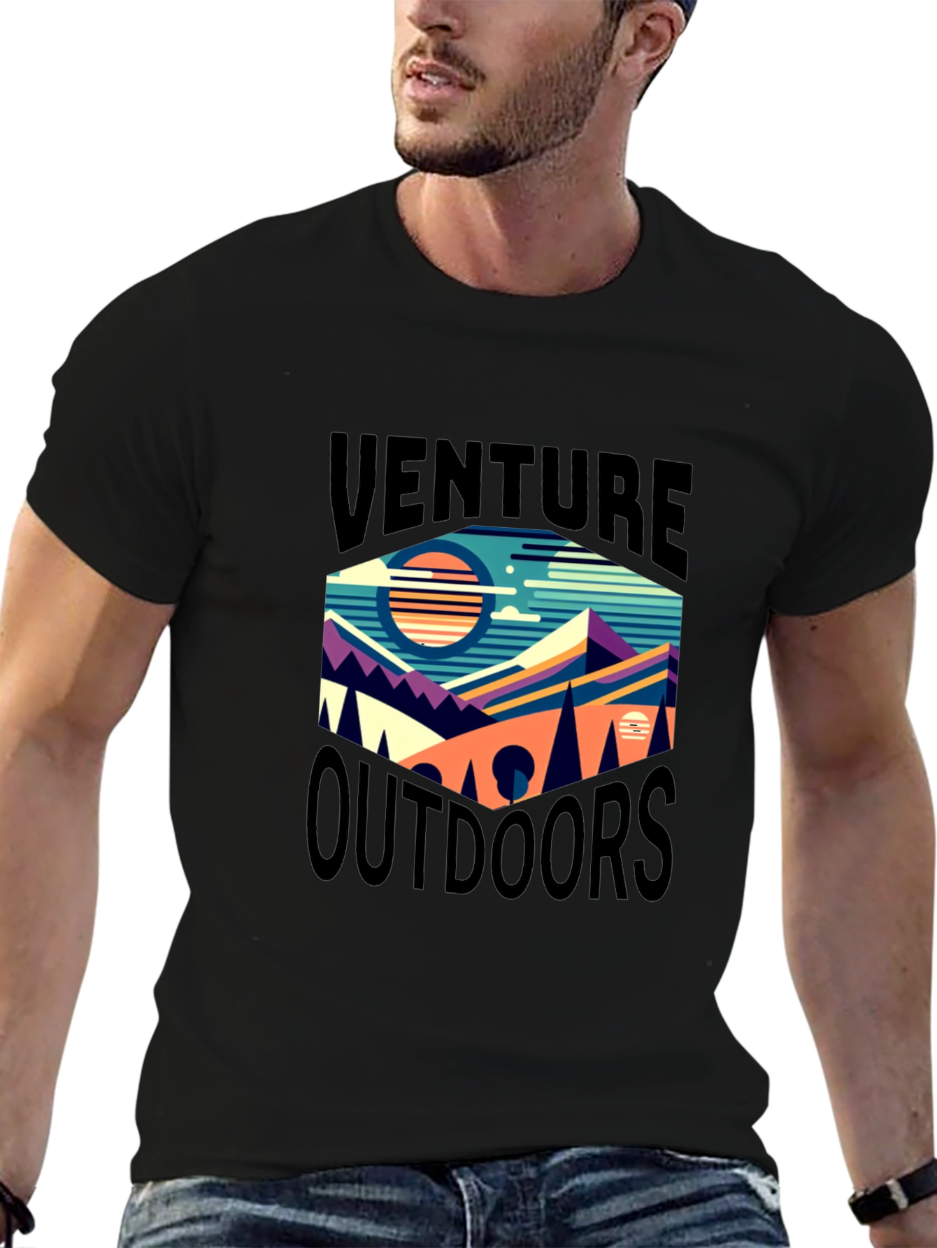 Black Venture Outdoors Graphic Tee - Black view 6