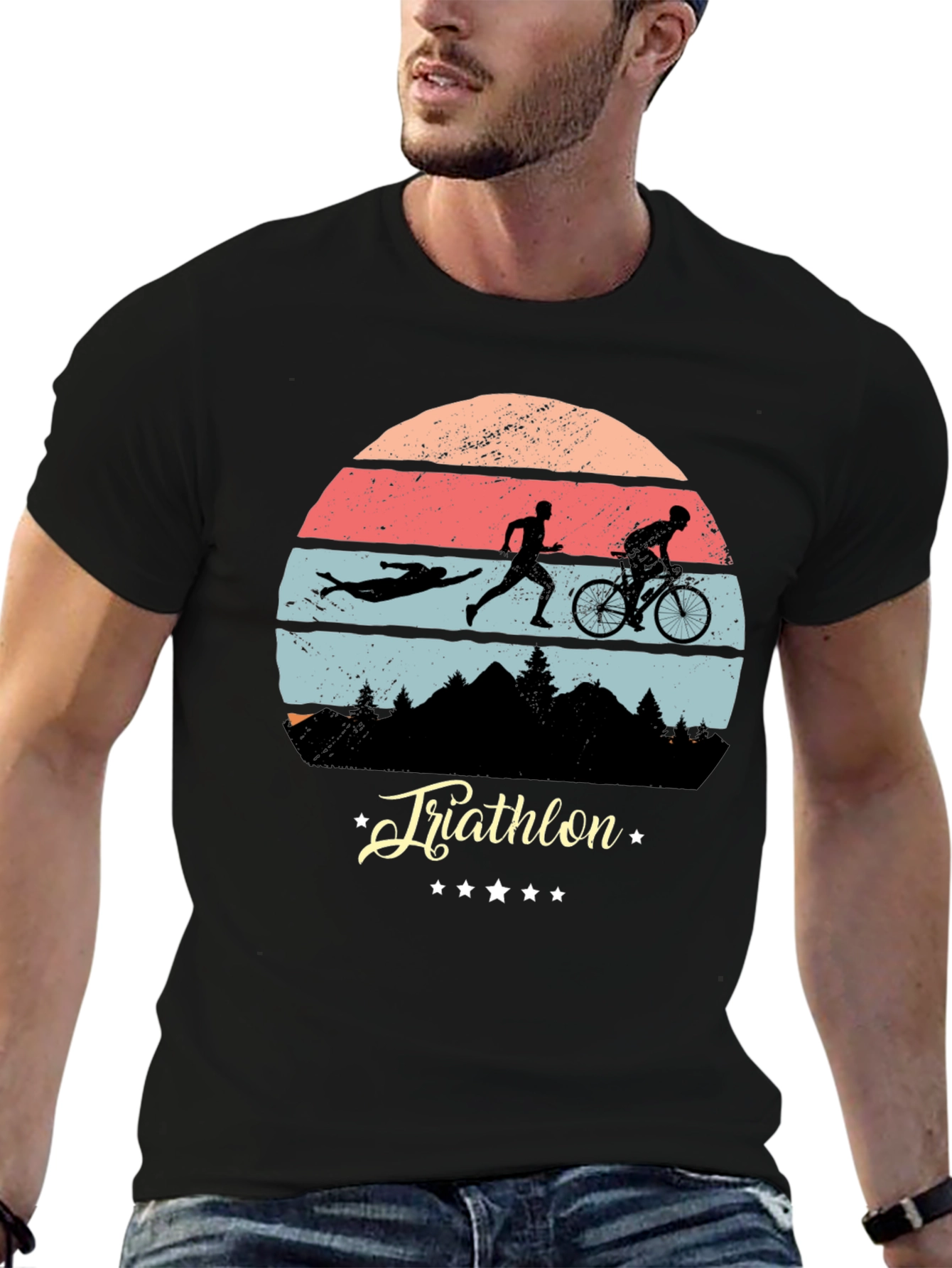 Black Triathlon Silhouette T-Shirt view 6