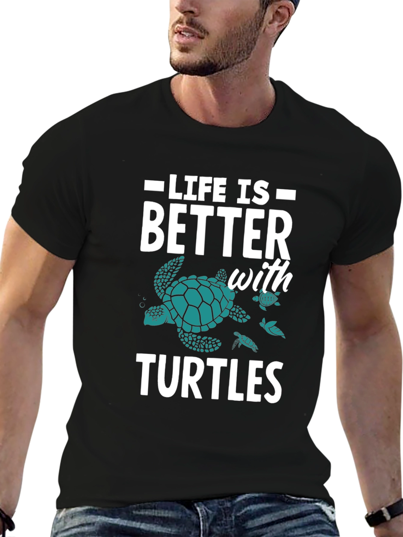 Black Life is Better with Turtles Graphic Tee view 6