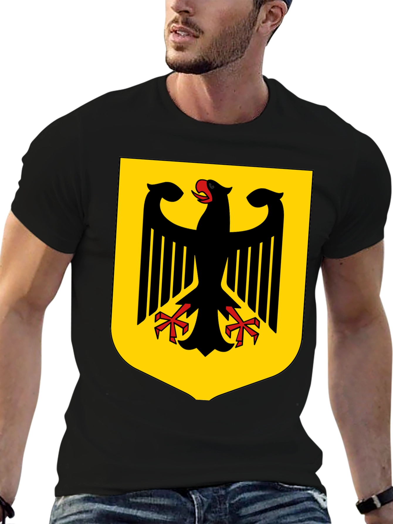 Black German Eagle Crest Black T-Shirt view 6