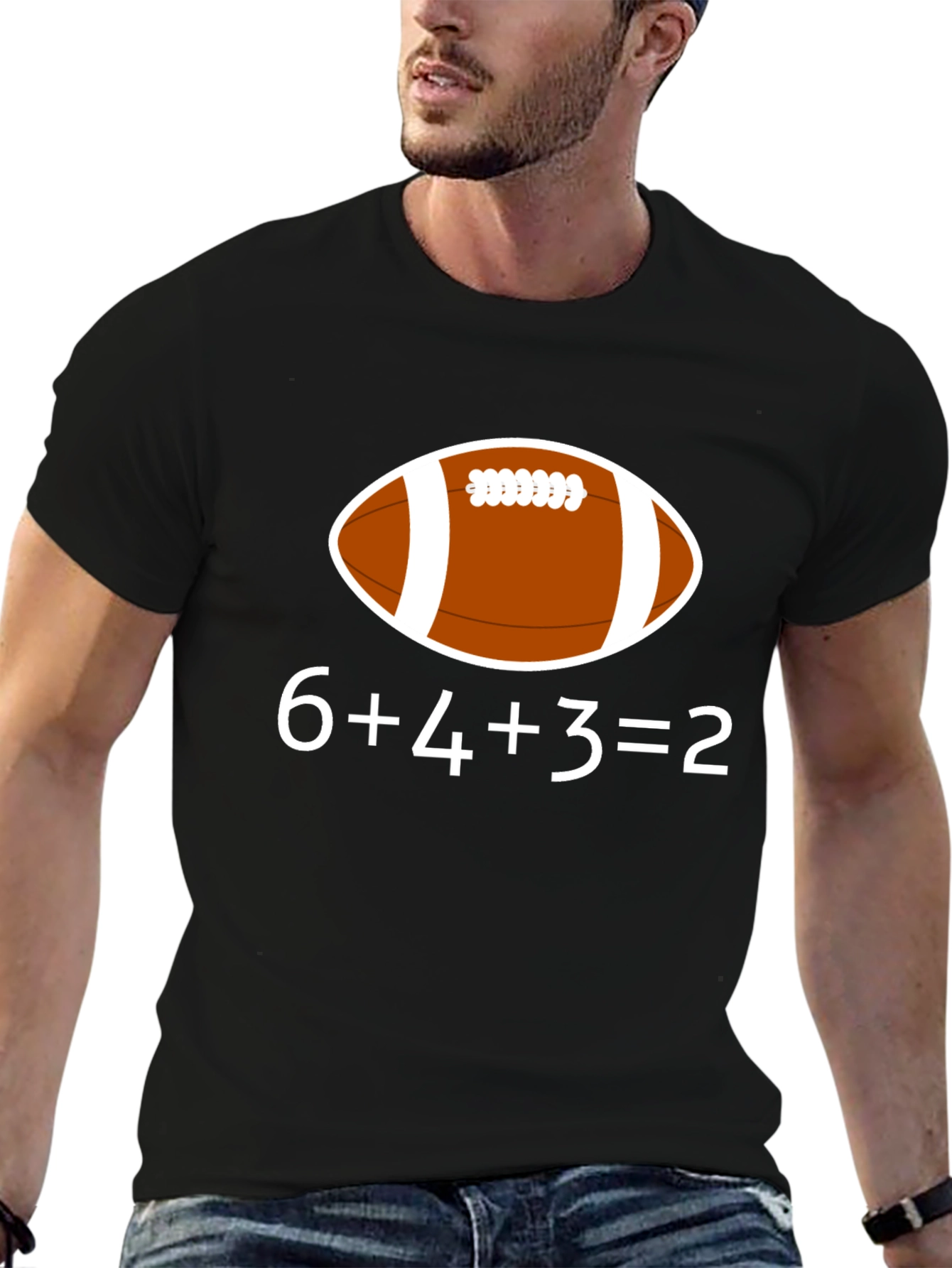 Black Funny Football Math T-Shirt view 6