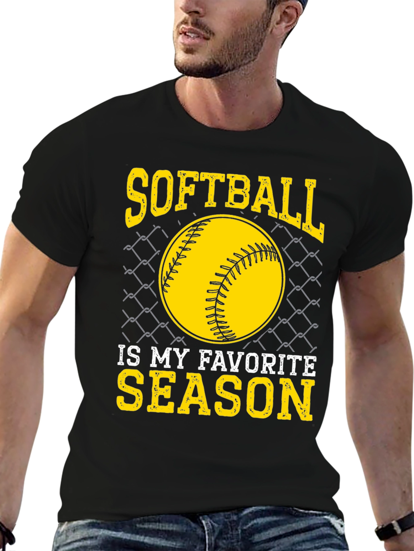 Black Softball Is My Favorite Season T-Shirt view 6