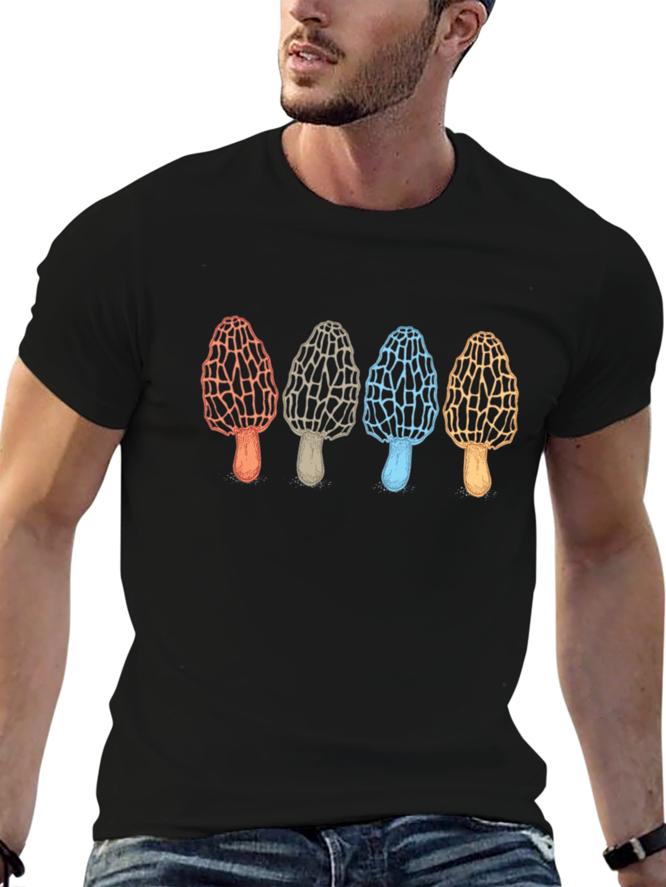 Black Mushroom Graphic Tee - Unique Fungi Design view 6