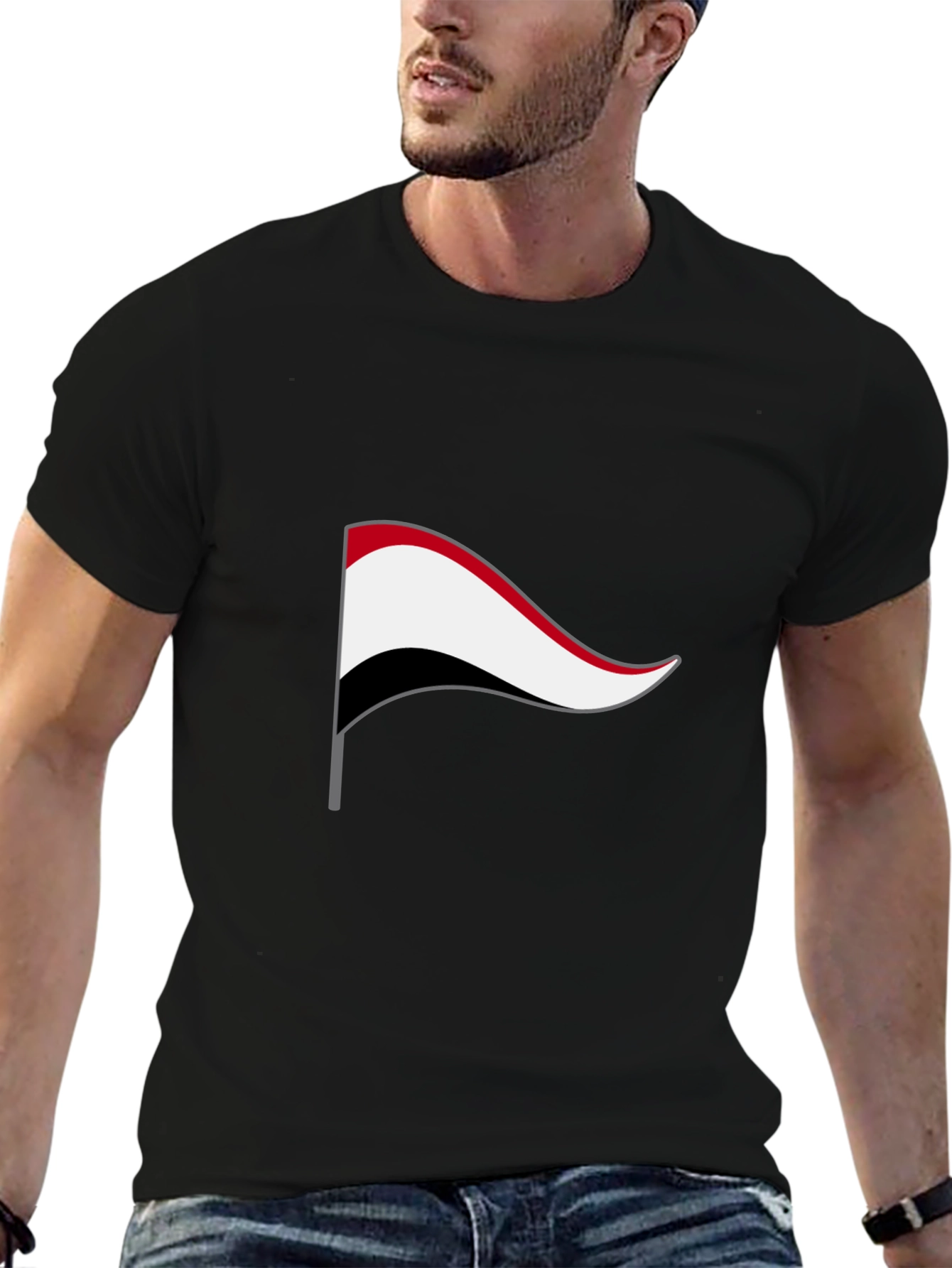 Yemen Flag Graphic Tee - Black Cotton T-Shirt - 6