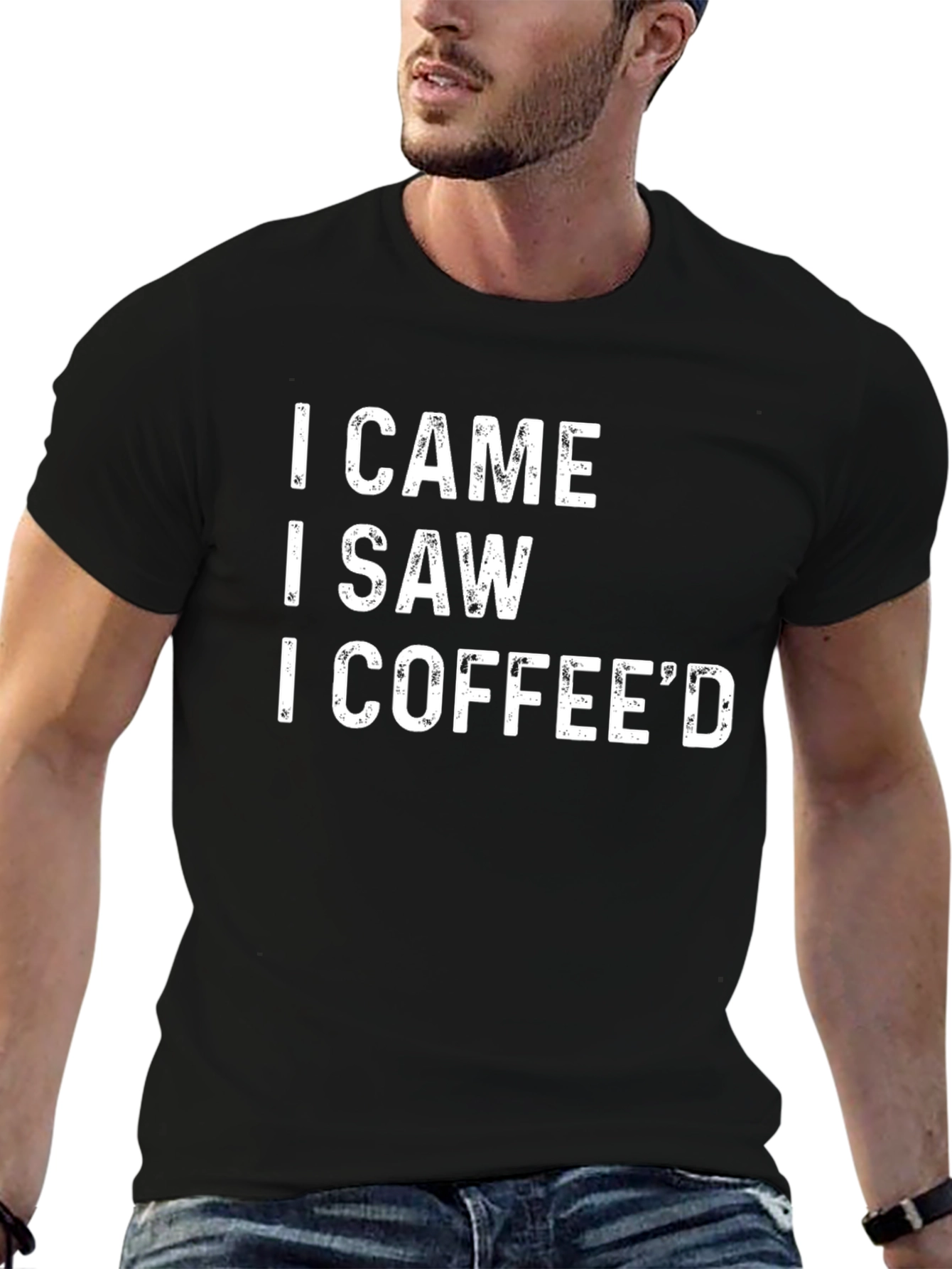 Black I Came I Saw I Coffee'd Graphic T-Shirt view 6