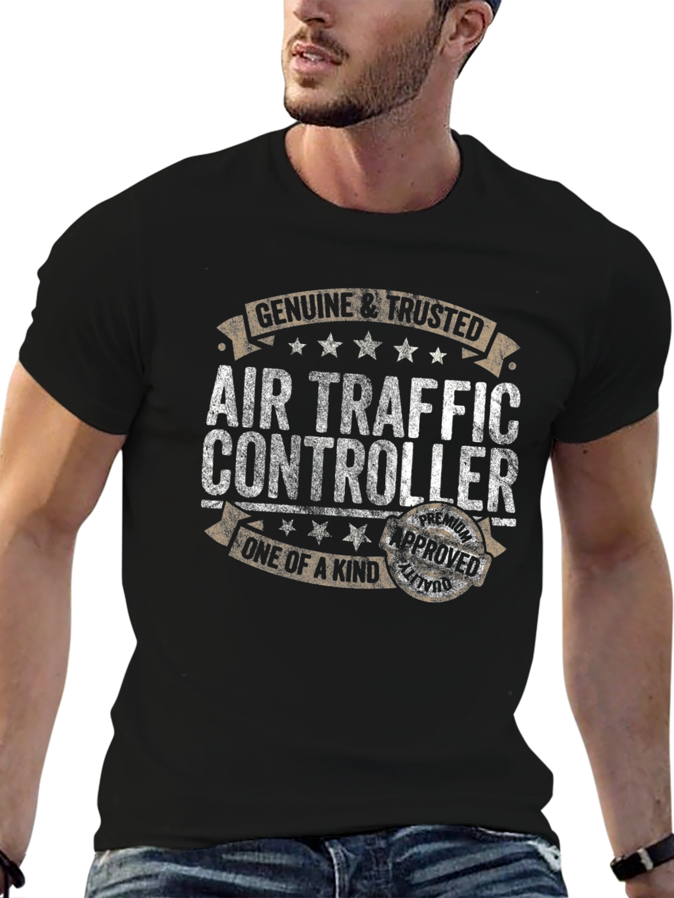 Black Air Traffic Controller T-Shirt - Genuine & Trusted Tee view 6