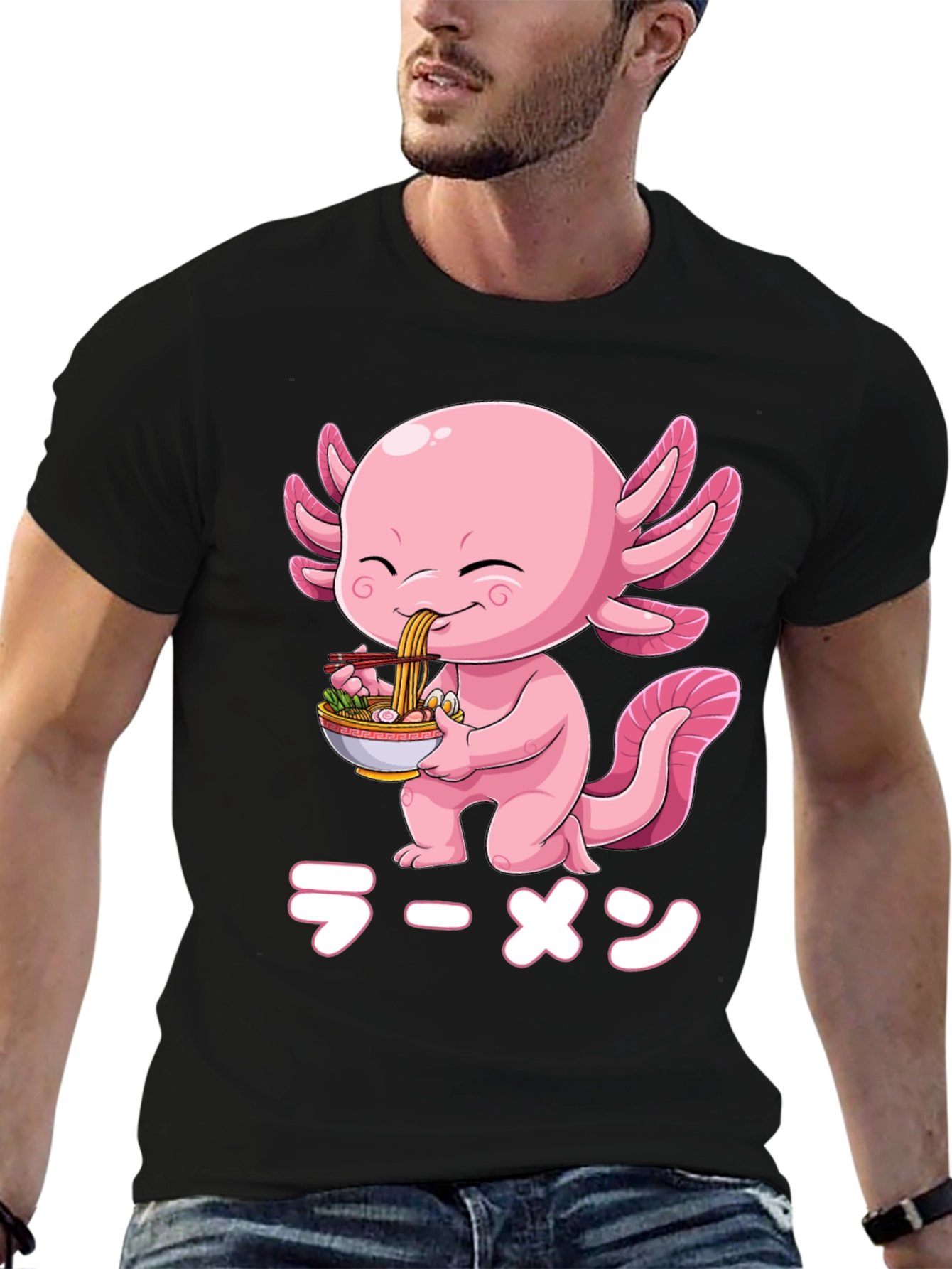 Black Axolotl Ramen T-Shirt - Cute Anime Graphic Tee view 6