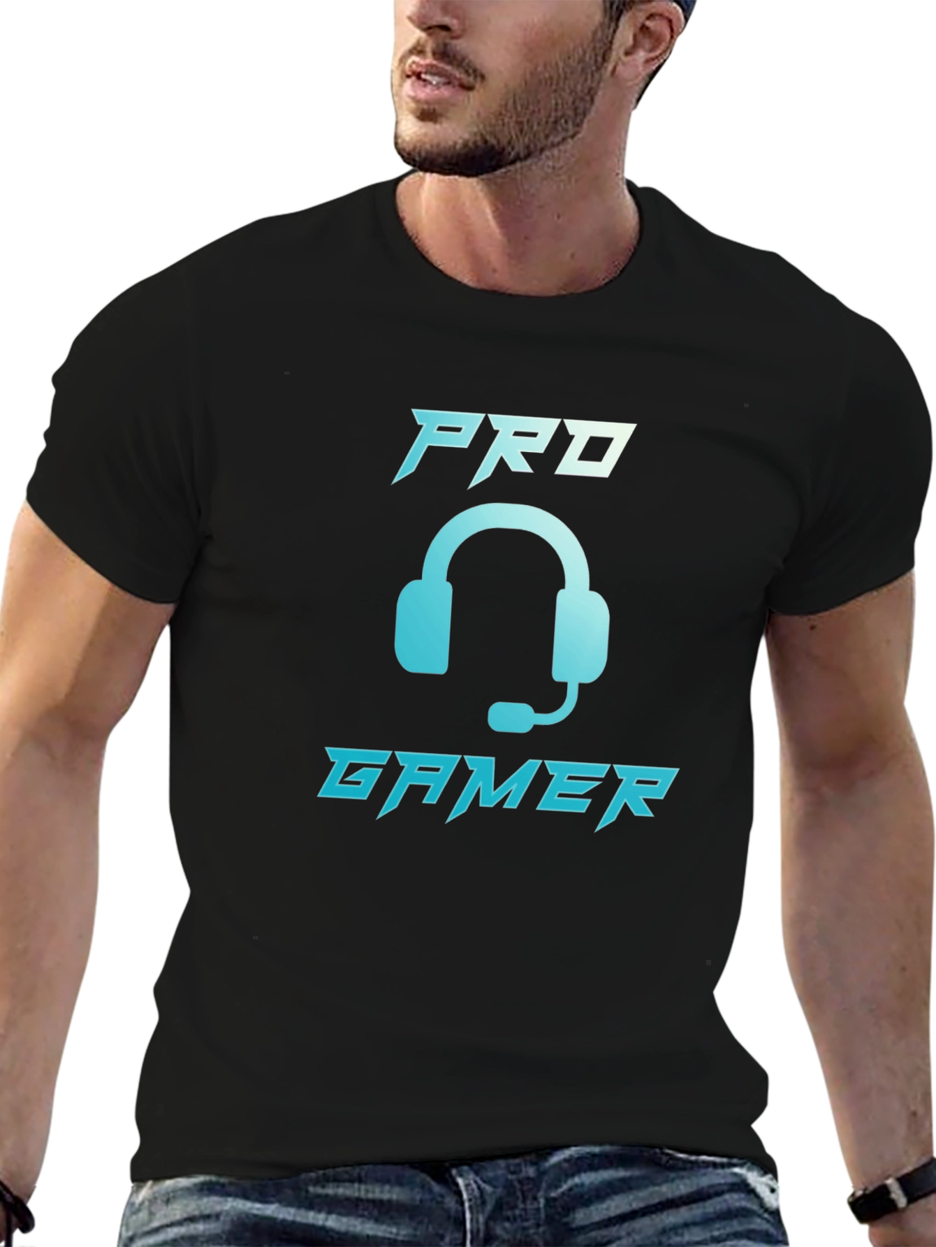 Black Pro Gamer Graphic T-Shirt - Black Cotton Tee view 6