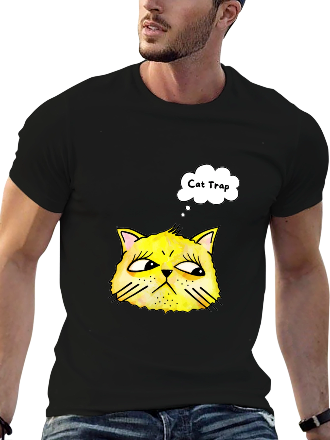 Black Cat Trap T-Shirt - Funny Graphic Tee view 6