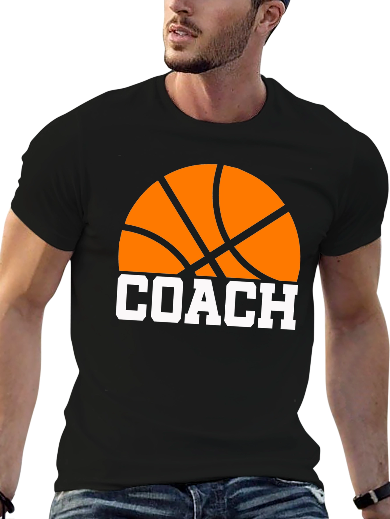 Black Basketball Coach T-Shirt view 6