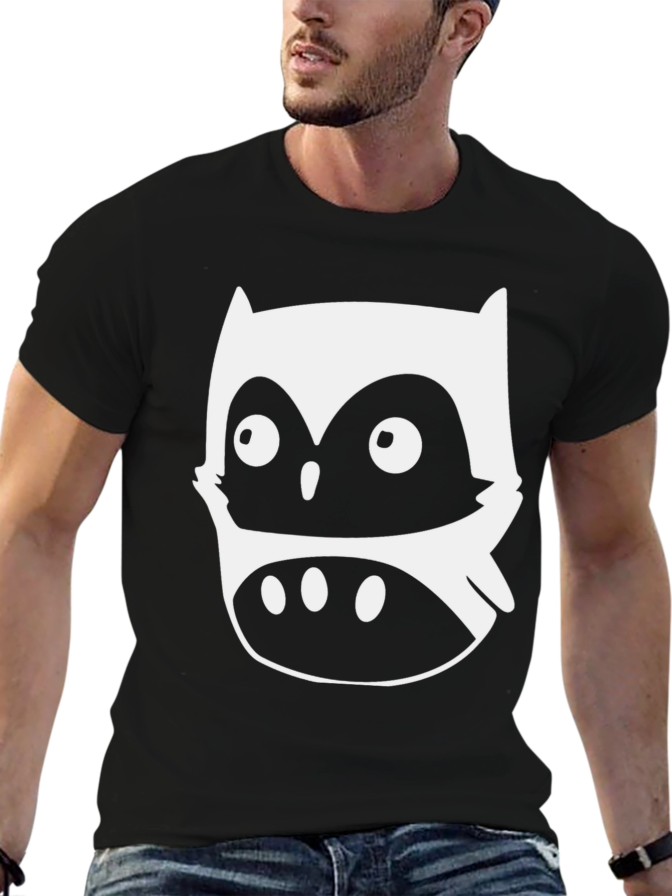 Black Cool Owl Graphic Tee - Black view 6