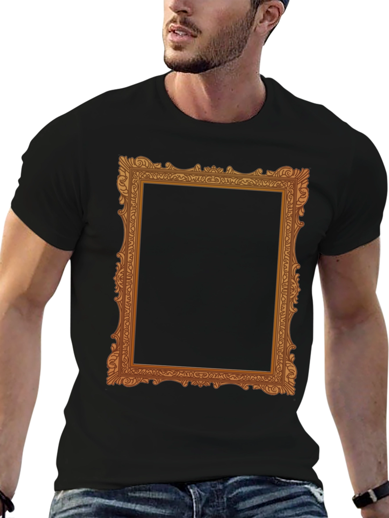 Black Ornate Frame Graphic Tee - Classic Black T-Shirt view 6