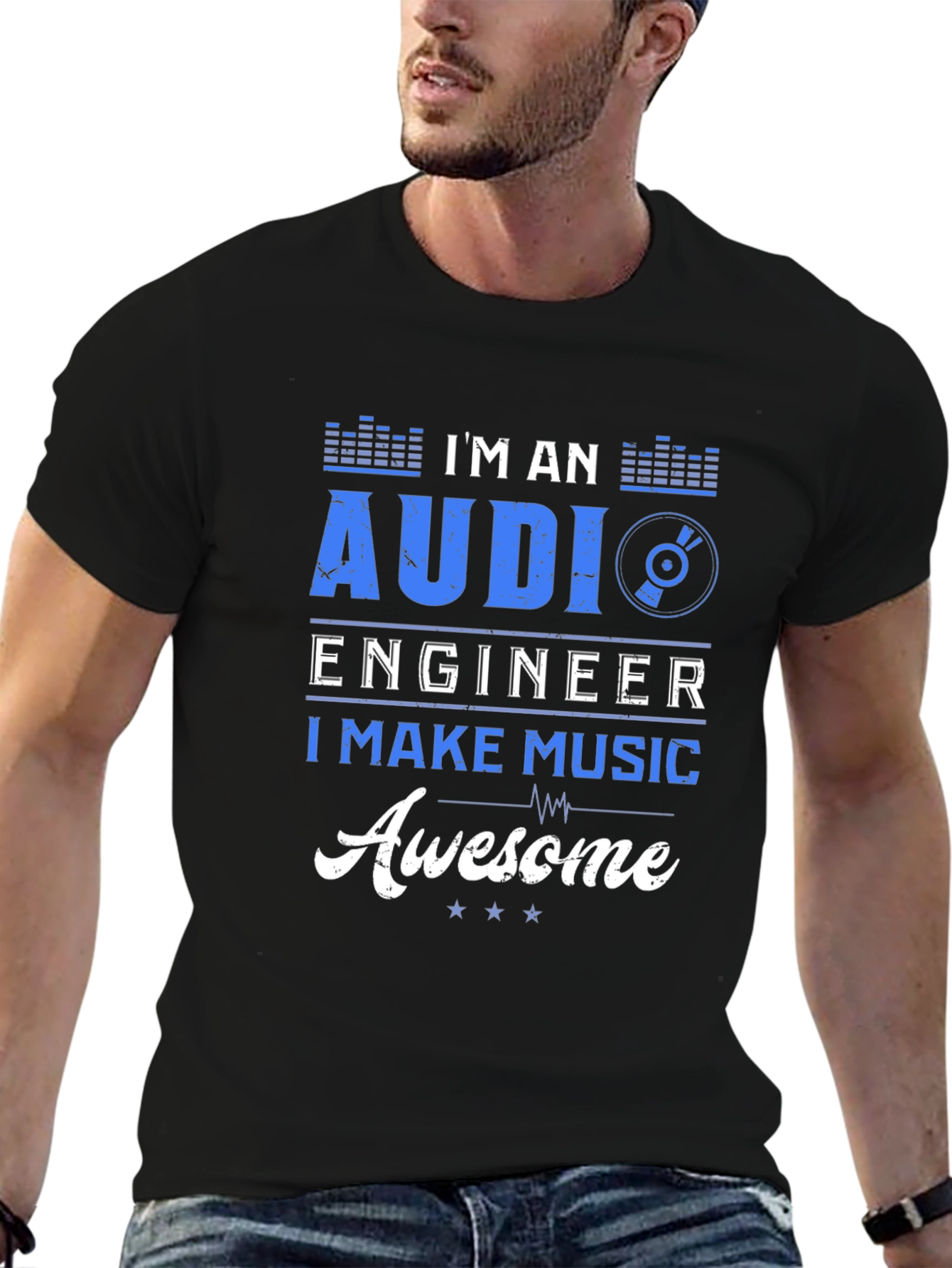 Black Audi Engineer Music Awesome T-Shirt view 6