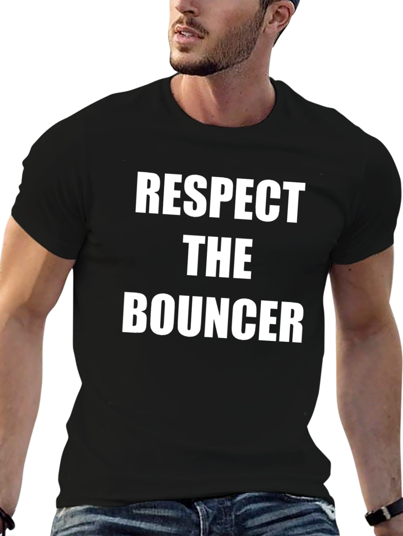 Black Respect The Bouncer Graphic Tee - Bold Black Cotton T-Shirt view 6