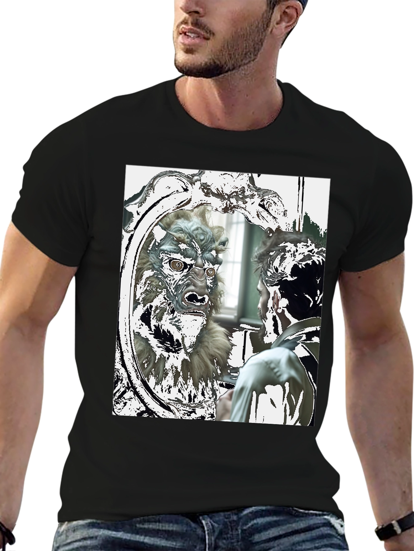 Black Monster Reflection Graphic Tee view 6