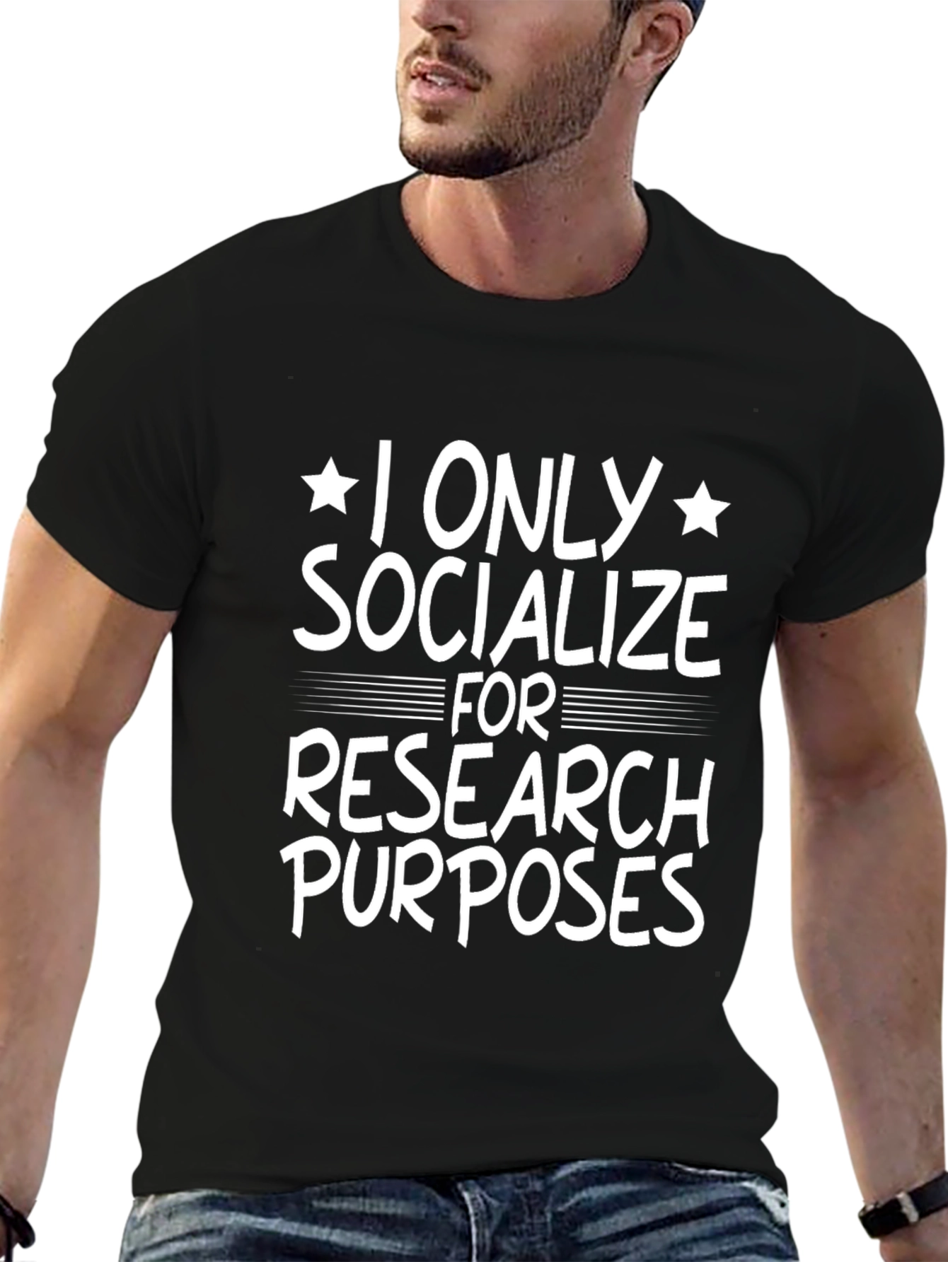 Black Funny Research Purposes T-Shirt view 6