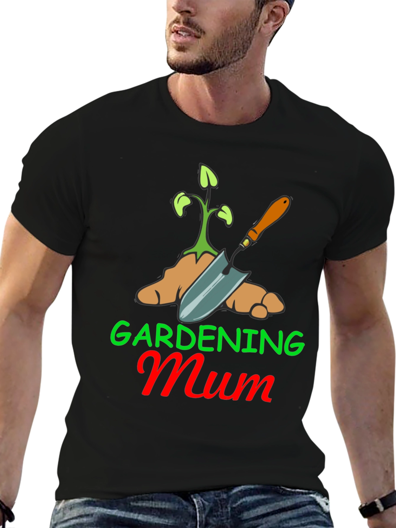 Black Gardening Mum T-Shirt - Black Cotton Blend view 6