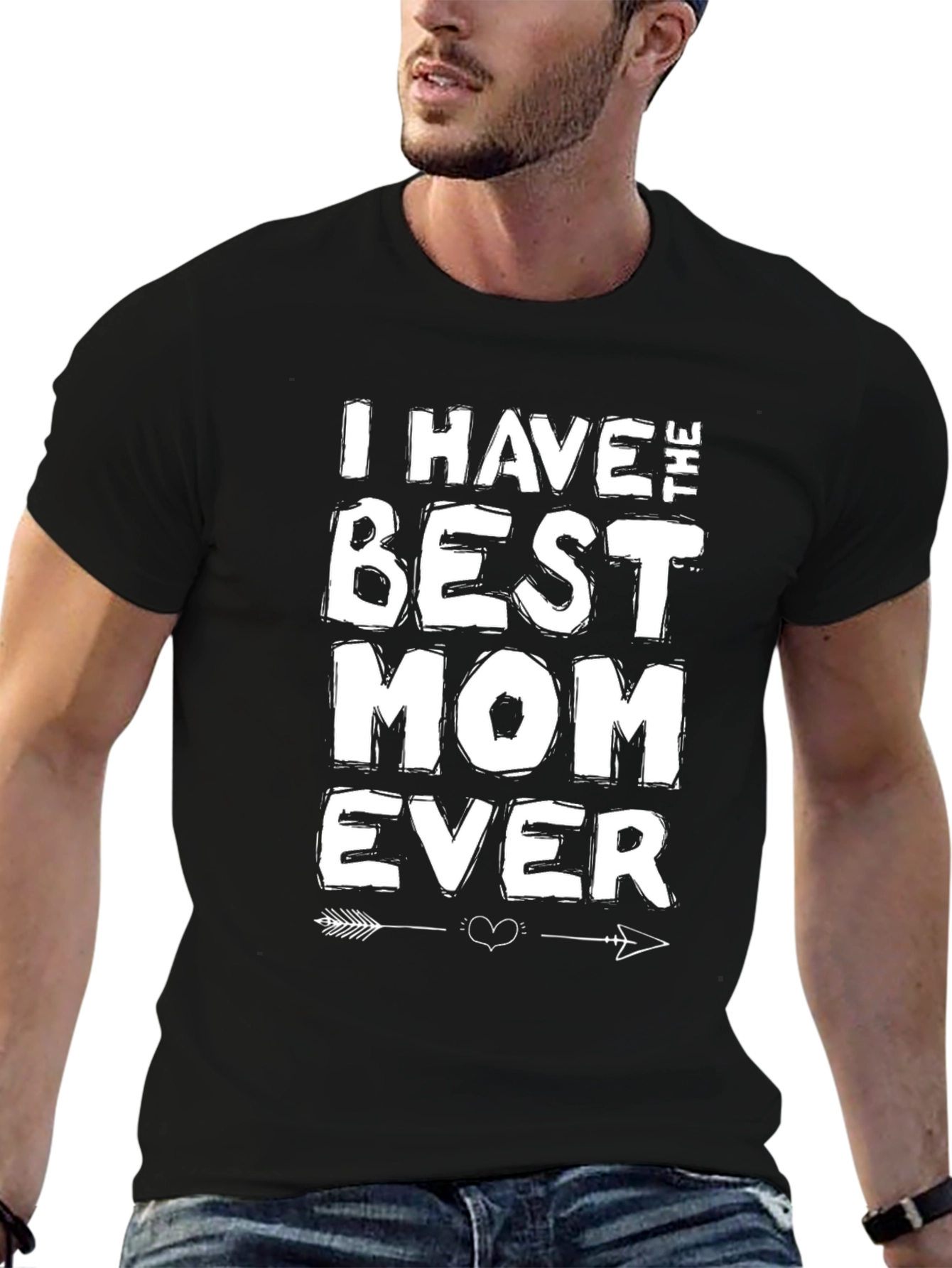 Black Best Mom Ever Graphic T-Shirt - Men's Black Crew Neck view 6