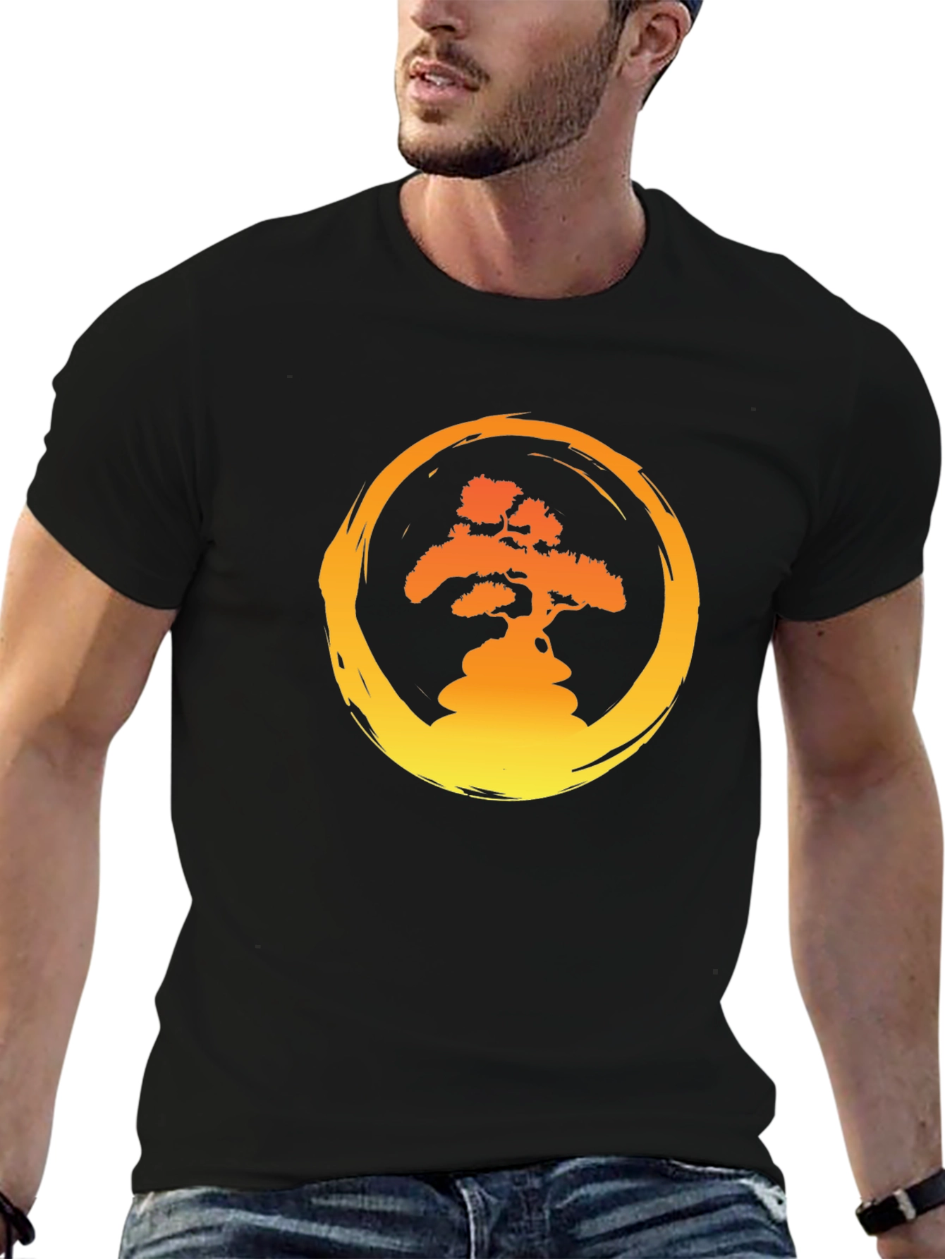 Black Zen Bonsai T-Shirt -  Enso Circle view 6