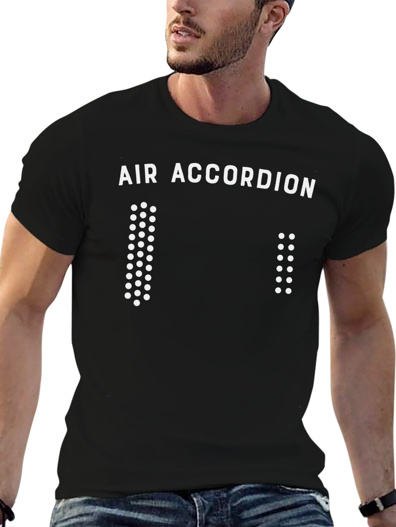 Black Air Accordion Funny Black T-Shirt view 6