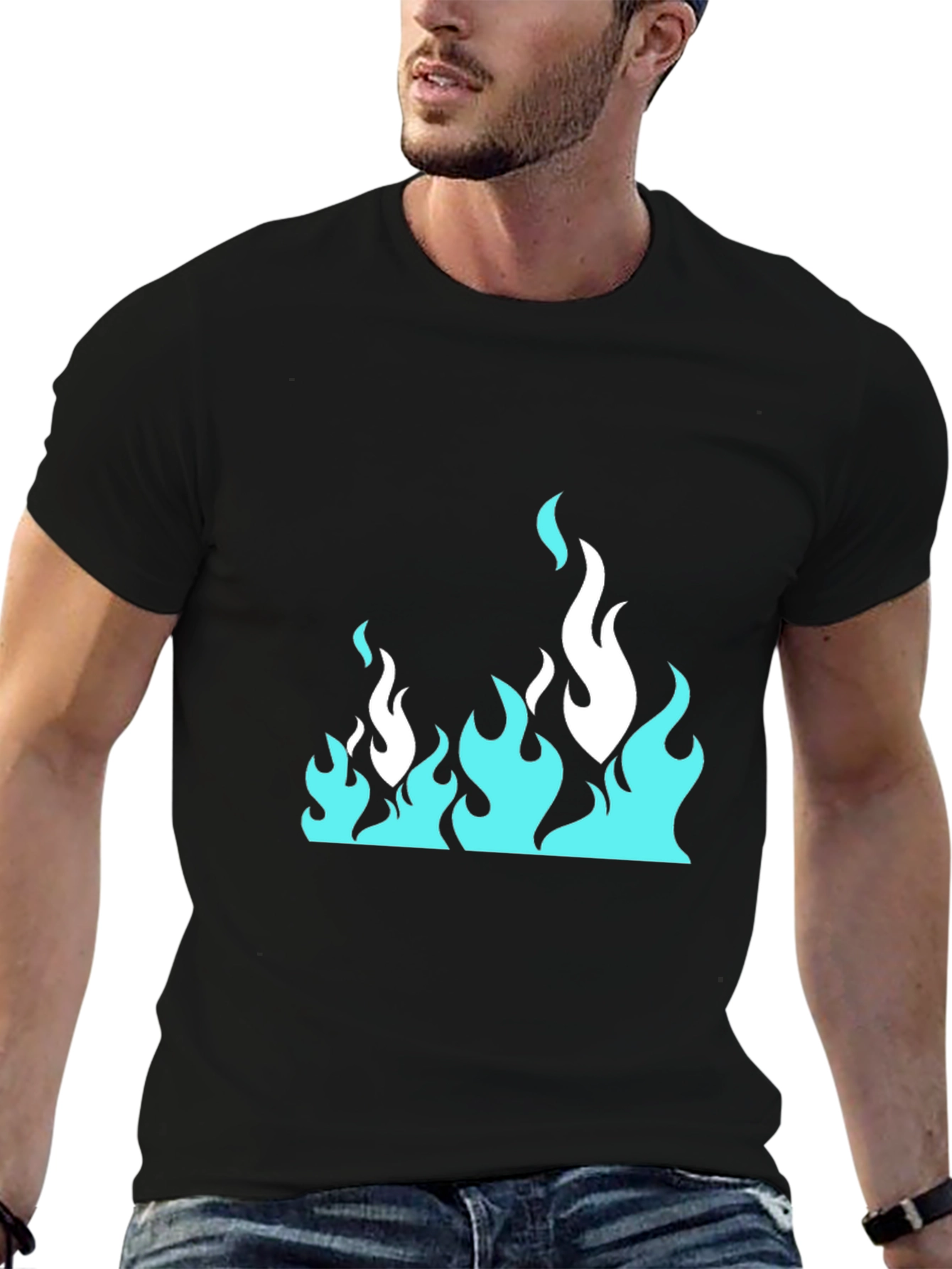 Black Cool Flames Graphic Tee - Black view 6