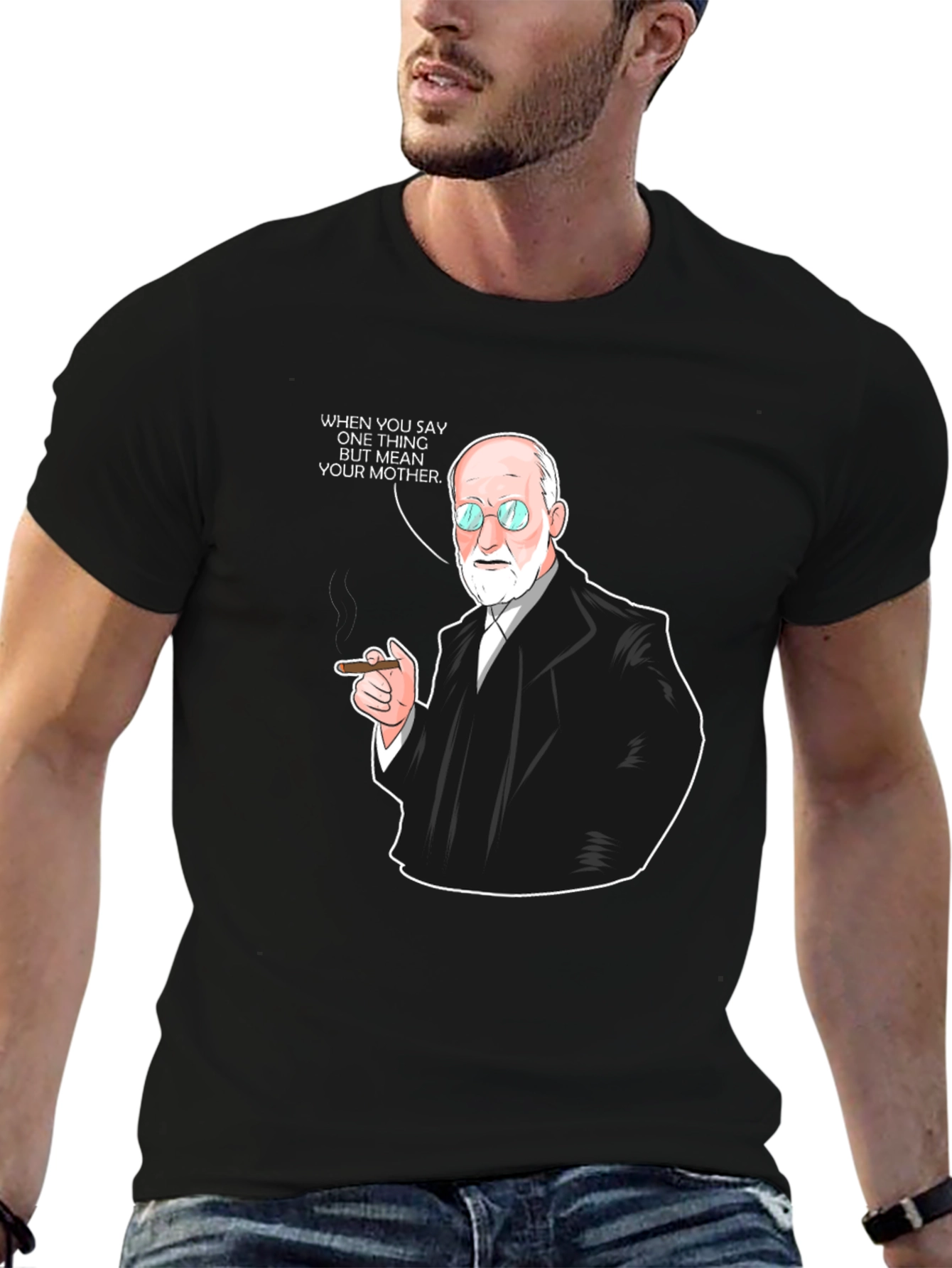 Black Freud T-Shirt: Funny Psychoanalysis Humor Tee view 6