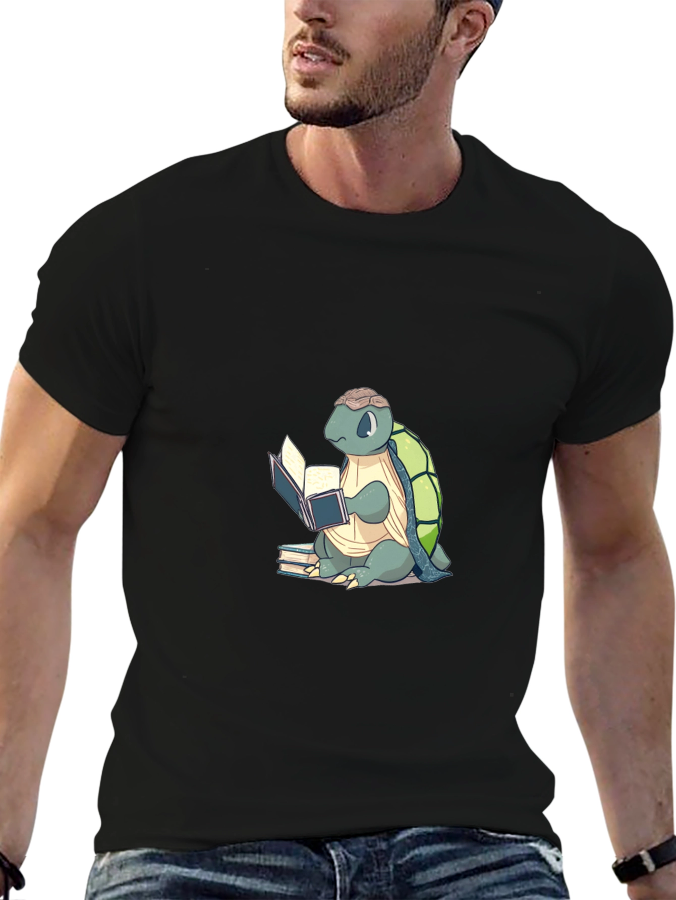 Black Bookish Turtle Graphic T-Shirt - Black view 6