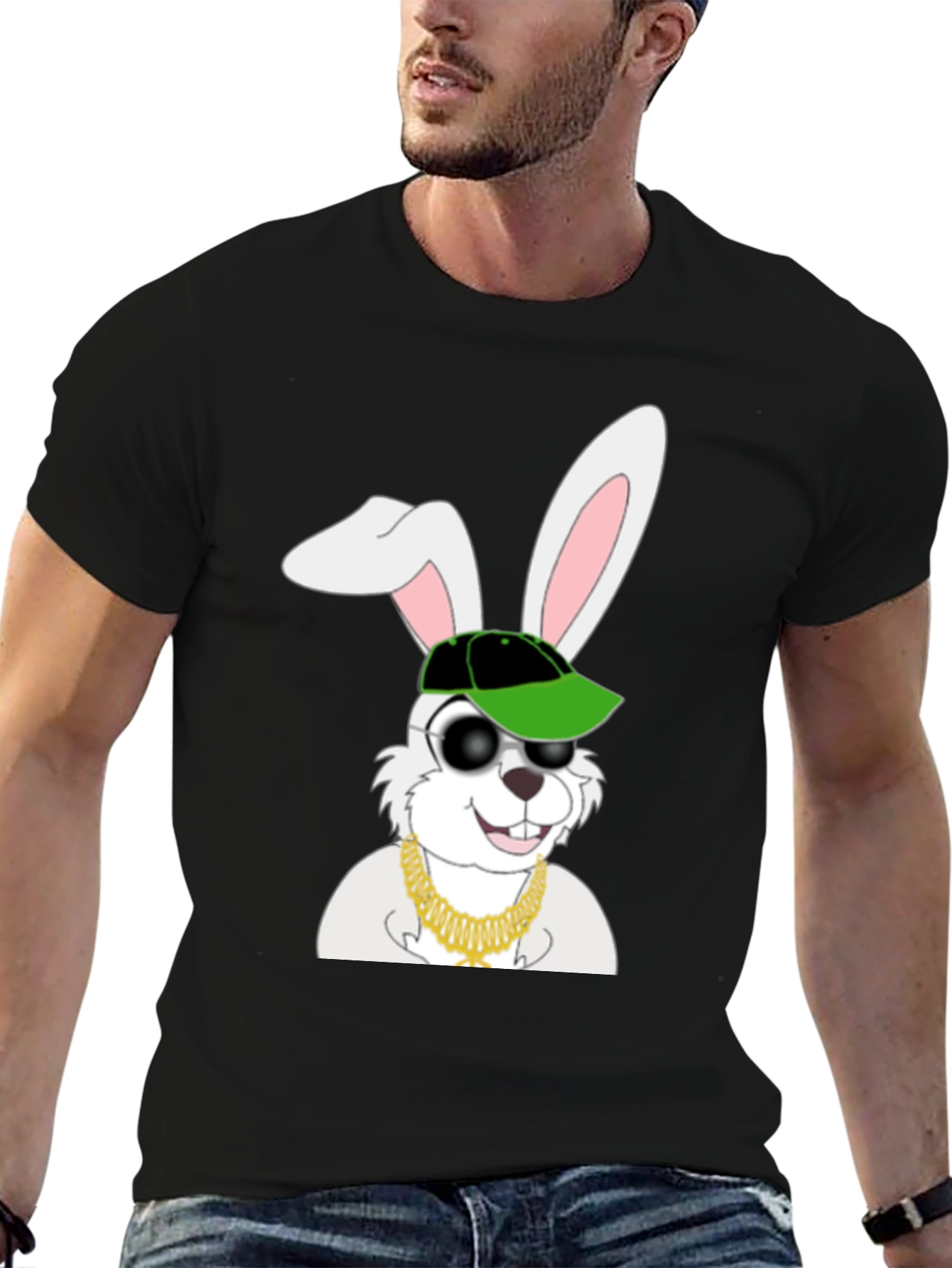 Black Cool Rabbit Graphic T-Shirt view 6