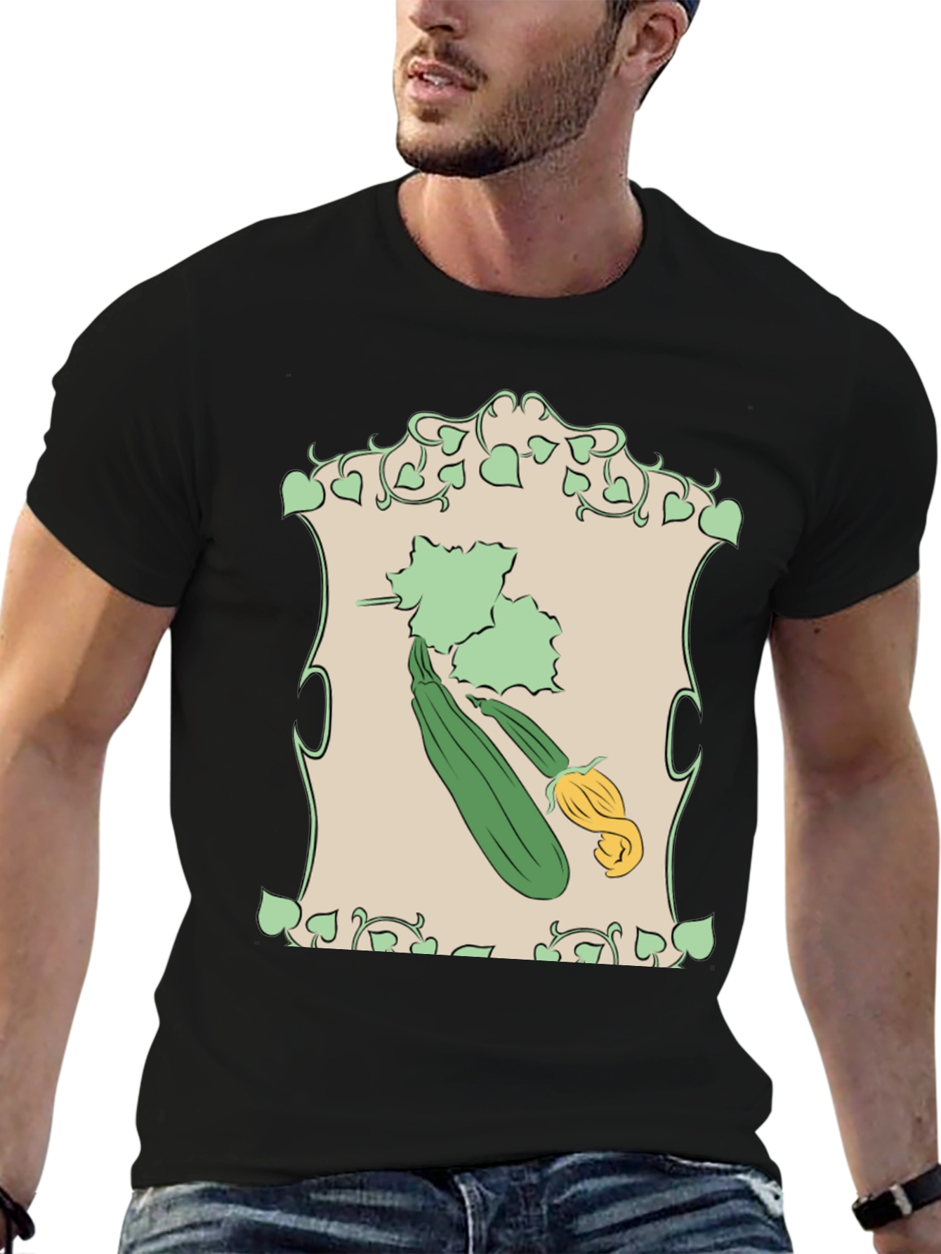 Zucchini Art Black T-Shirt - Fresh & Fun! - 6