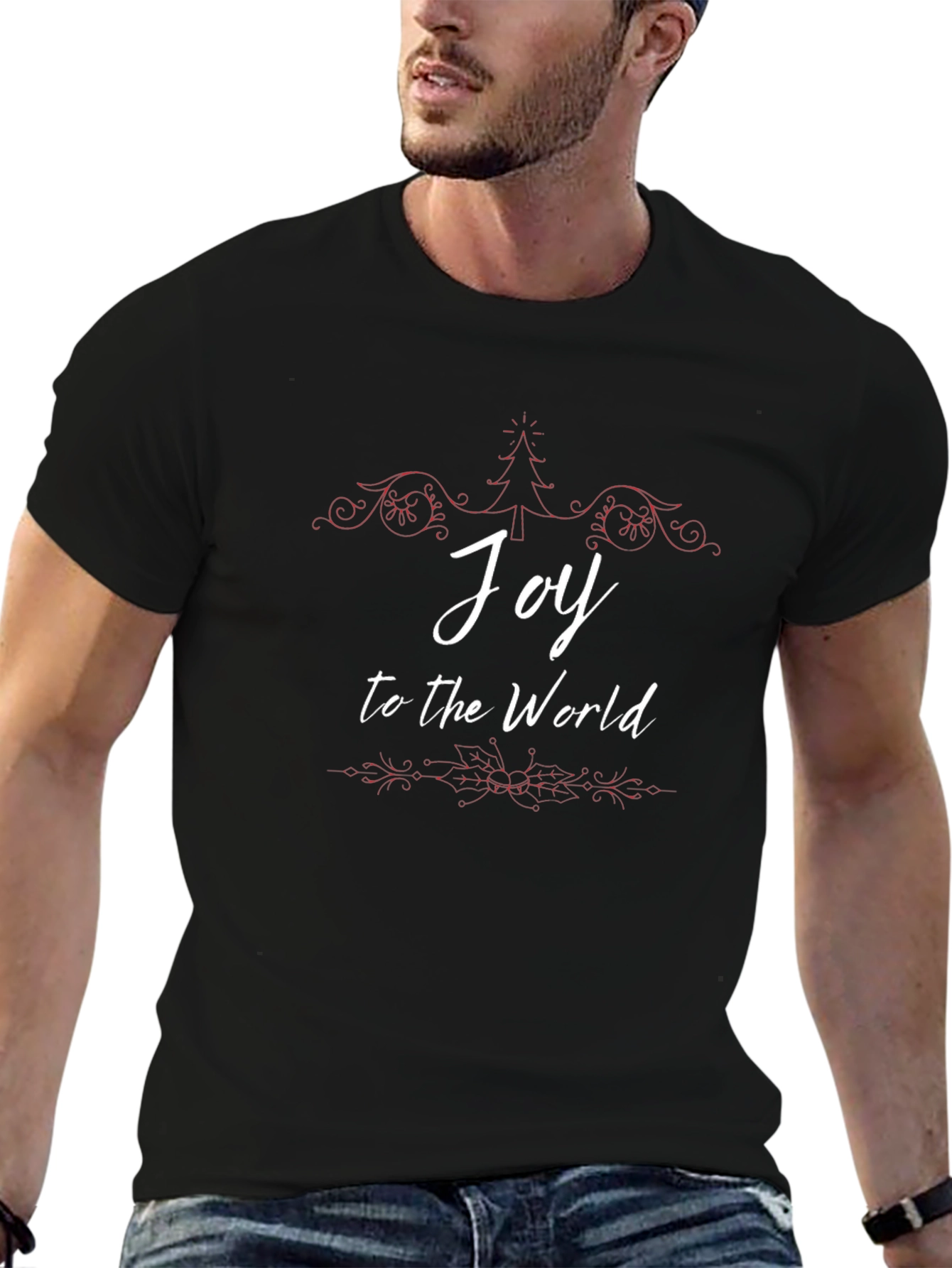 Black Joy To The World Holiday Tee view 6