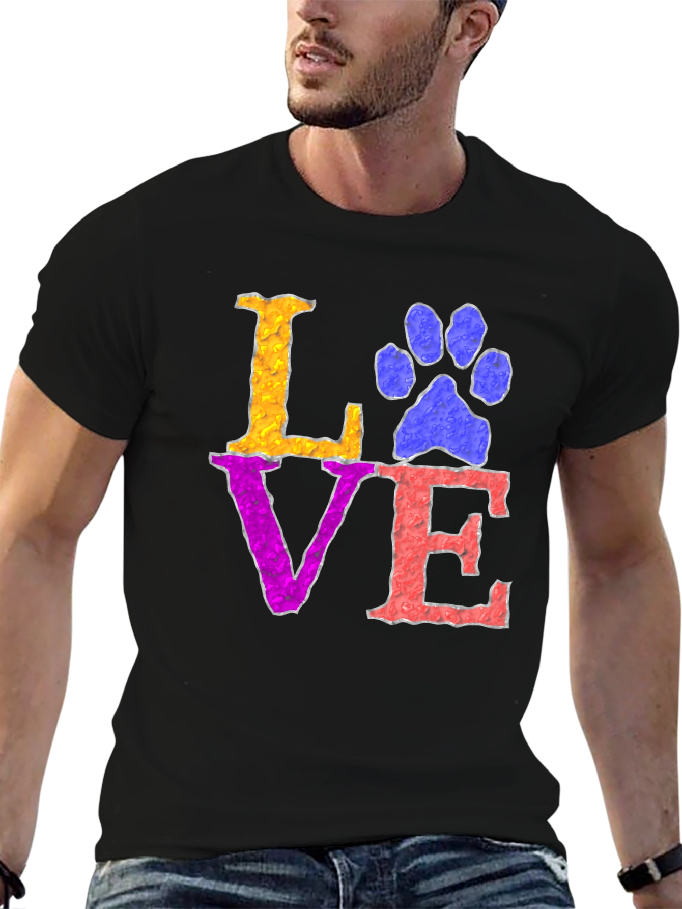 Black Love Paw Print T-Shirt - Pet Lover Tee view 6