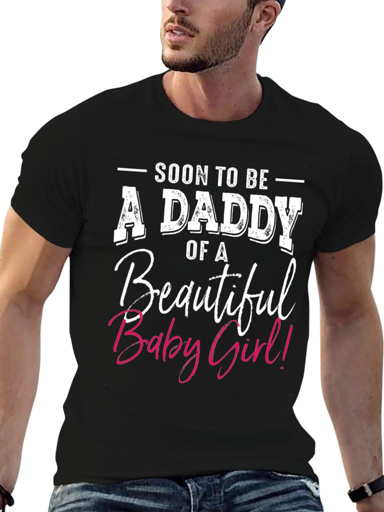 Black Soon To Be A Daddy of A Beautiful Baby Girl T-Shirt view 6