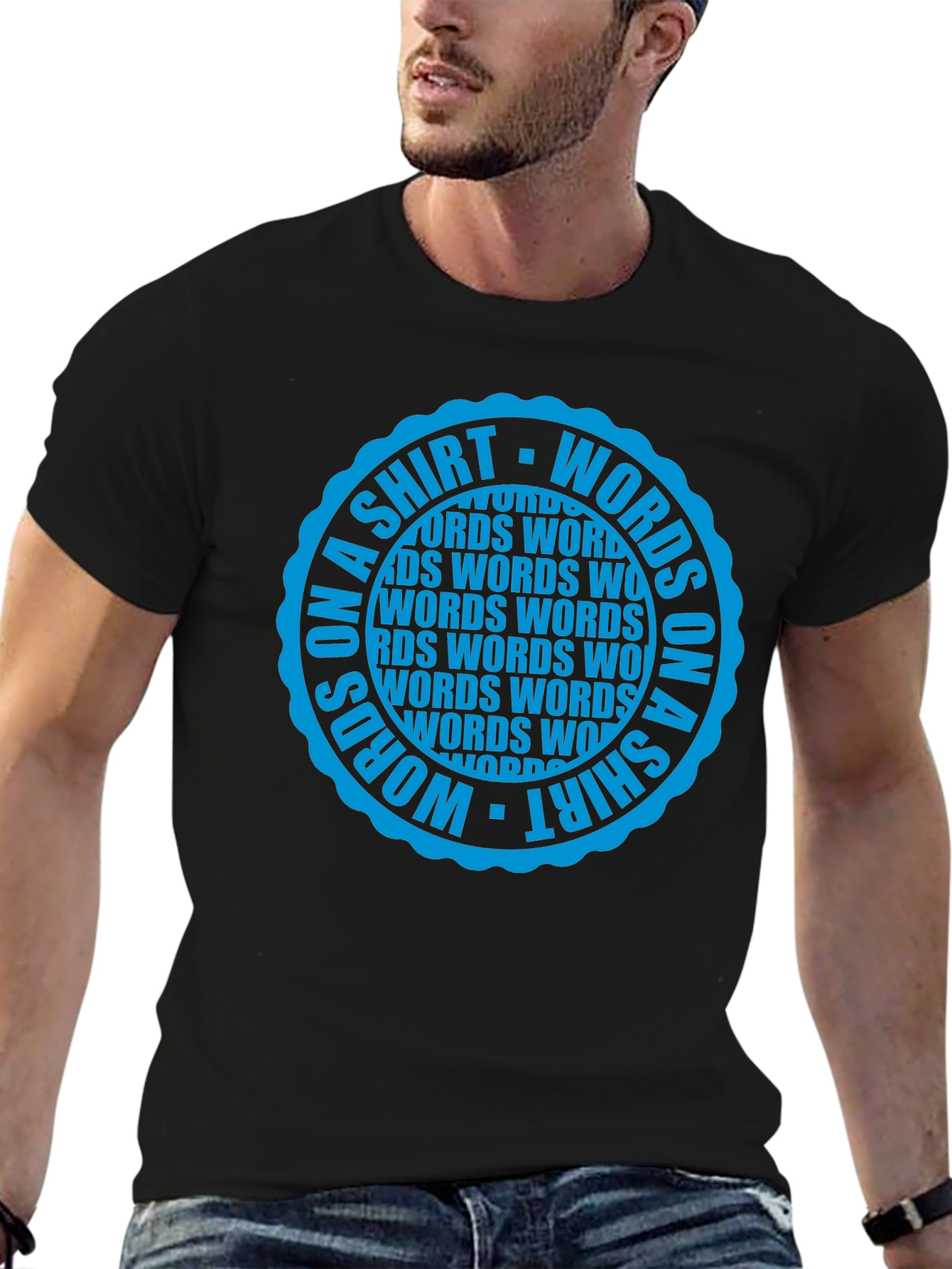 Black Words on a Shirt Tee - Graphic Print Crew Neck view 6