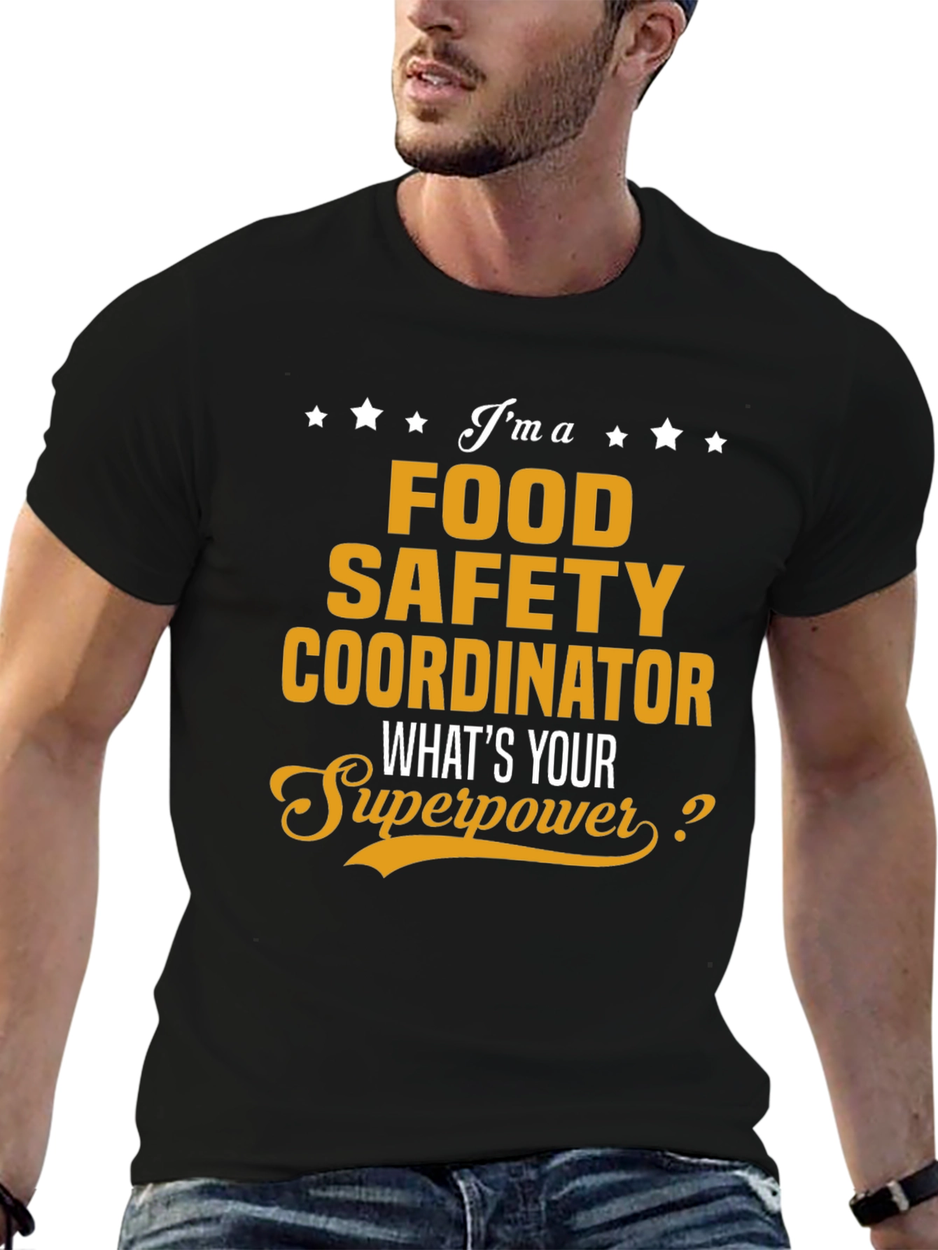 Black Food Safety Coordinator Superpower T-Shirt view 6