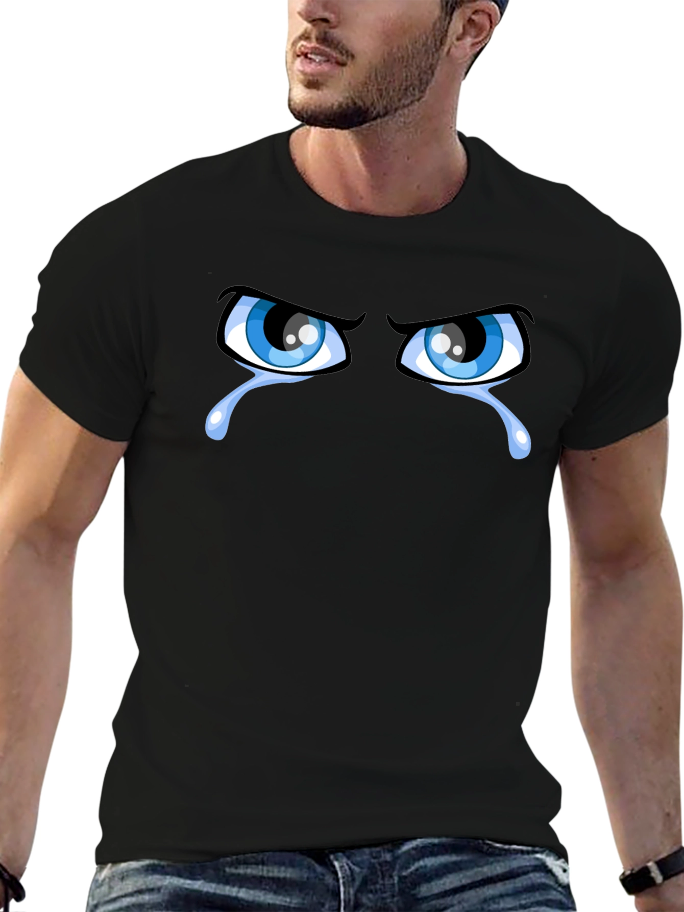 Black Crying Eyes Black T-Shirt Graphic Tee view 6