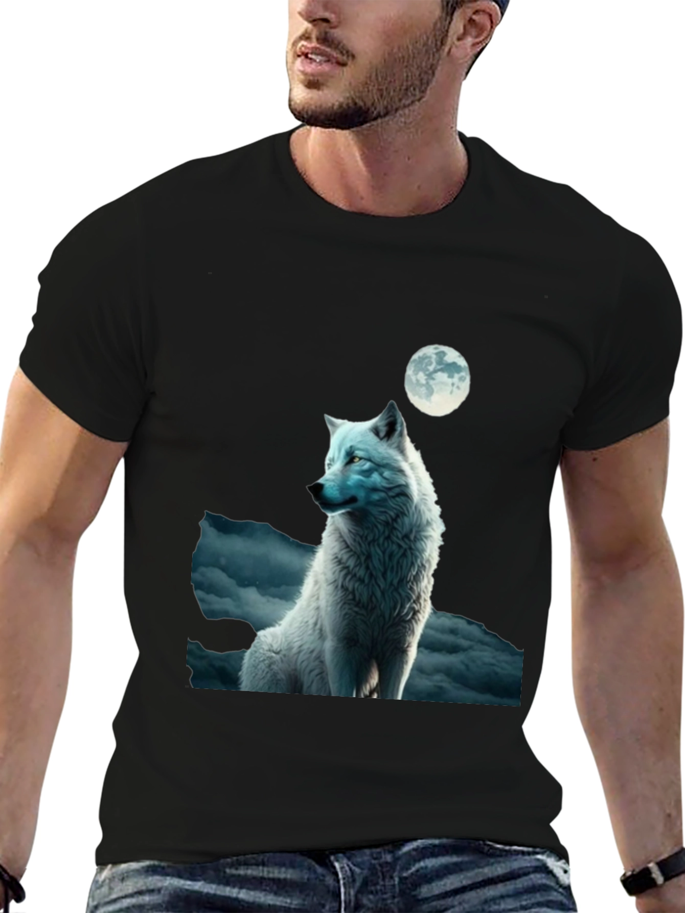 Black Wolf Moon Graphic T-Shirt view 6