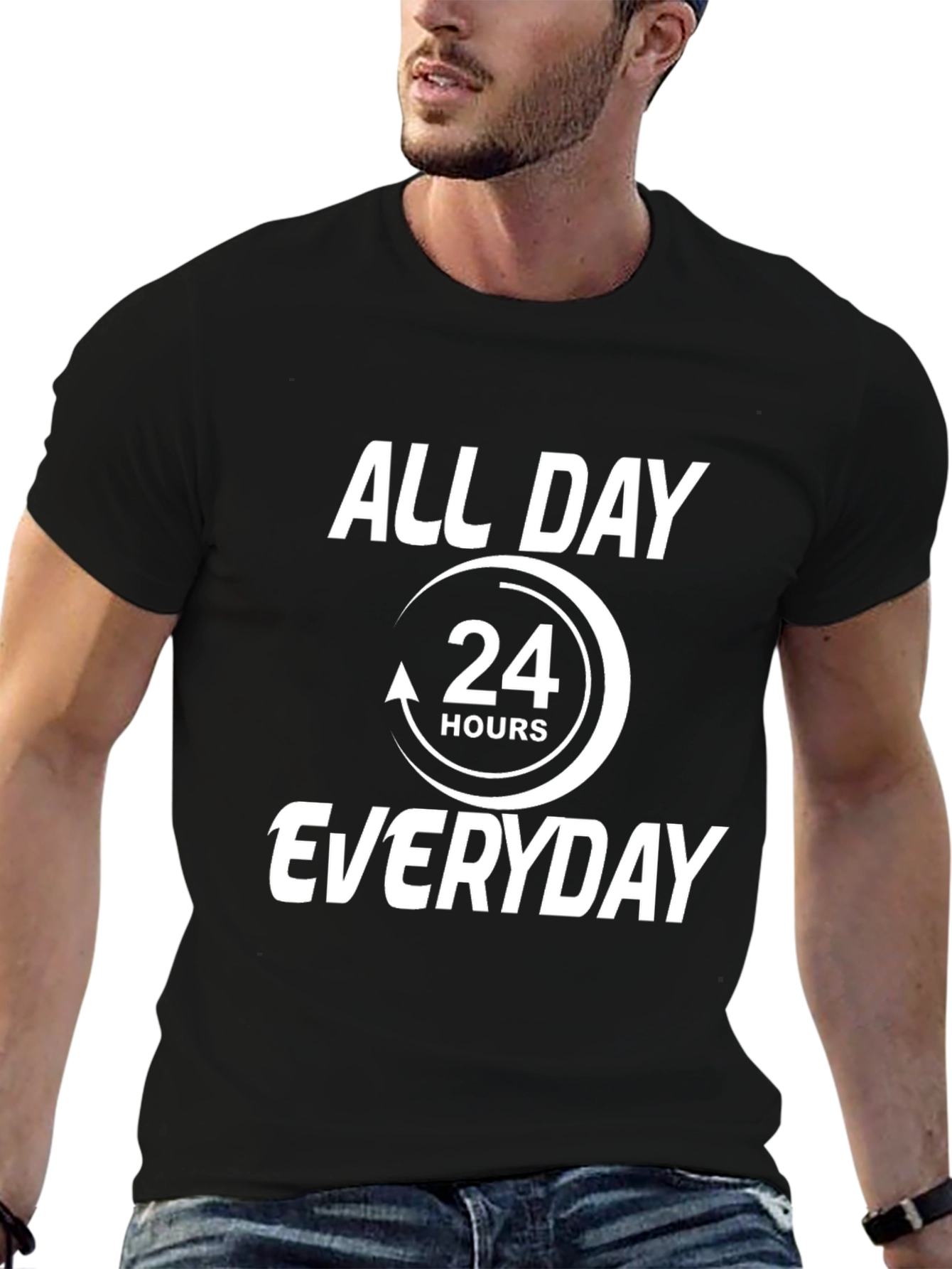 Black All Day Everyday 24 Hours Graphic Tee view 6