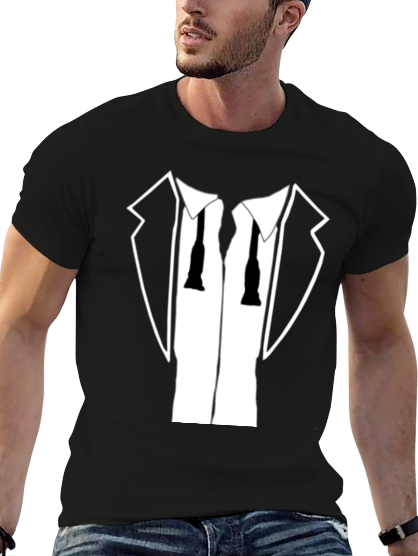 Black Tuxedo T-Shirt - Funny Dress Up Tee view 6