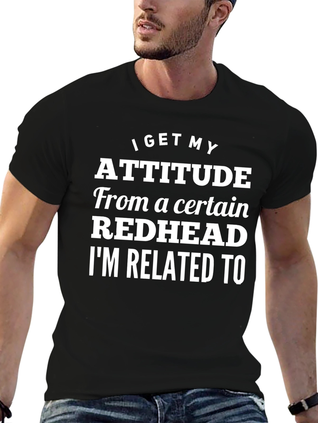 Black Redhead Attitude Graphic Tee - Sarcastic Humor T-Shirt view 6