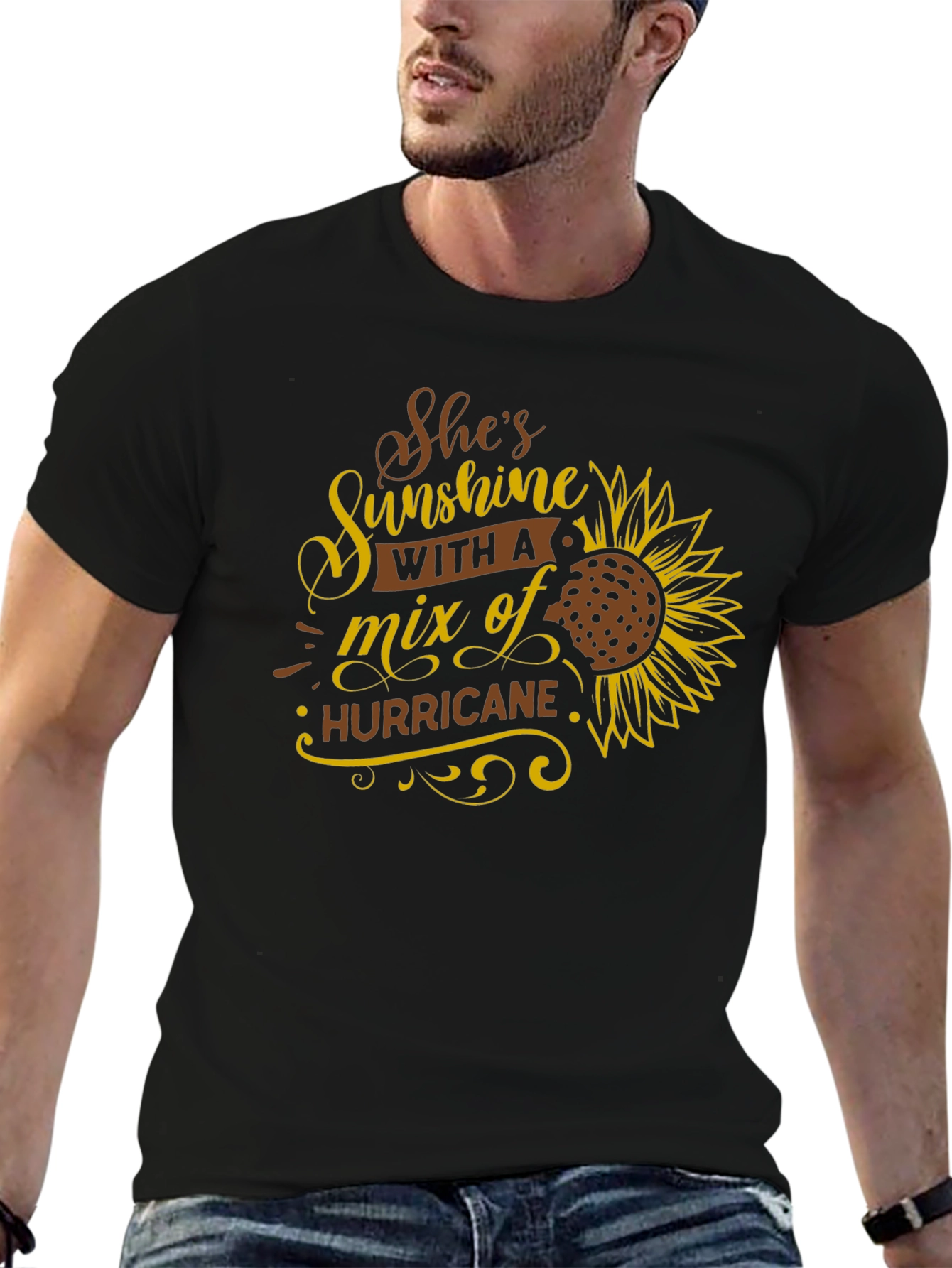 Black She's Sunshine Hurricane T-Shirt view 6