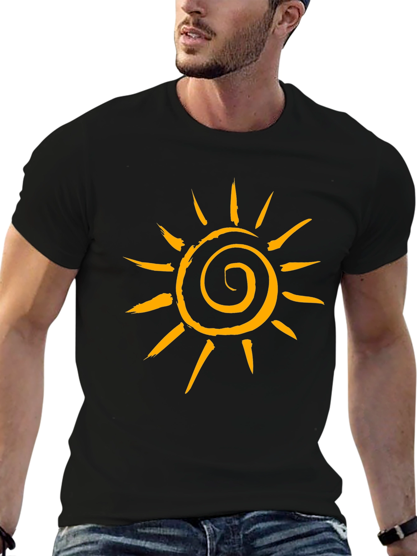 Black Sun Graphic T-Shirt - Black Cotton Tee view 6